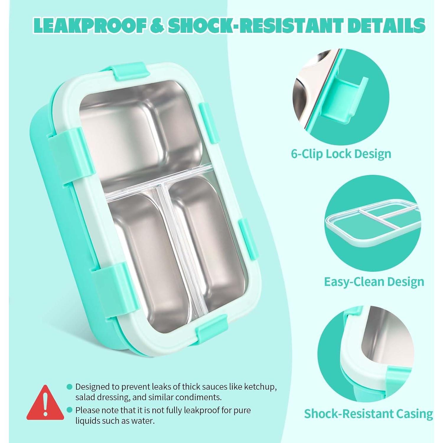 Caja Bento Acero Inoxidable Erreloda 3 Compartimentos Azul