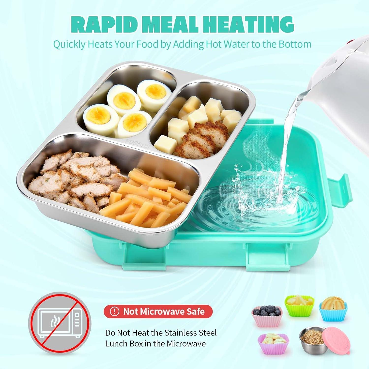 Caja Bento Acero Inoxidable Erreloda 3 Compartimentos Azul