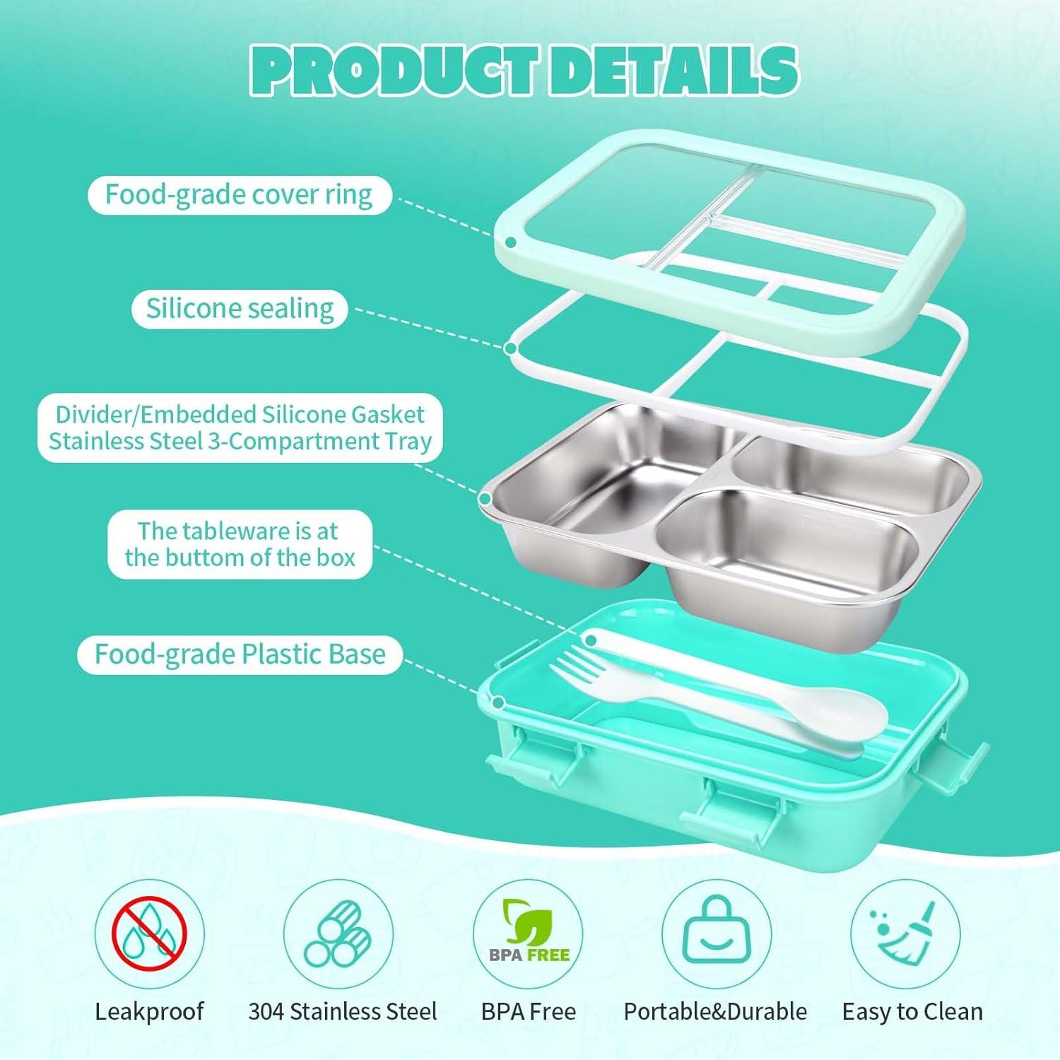 Caja Bento Acero Inoxidable Erreloda 3 Compartimentos Azul