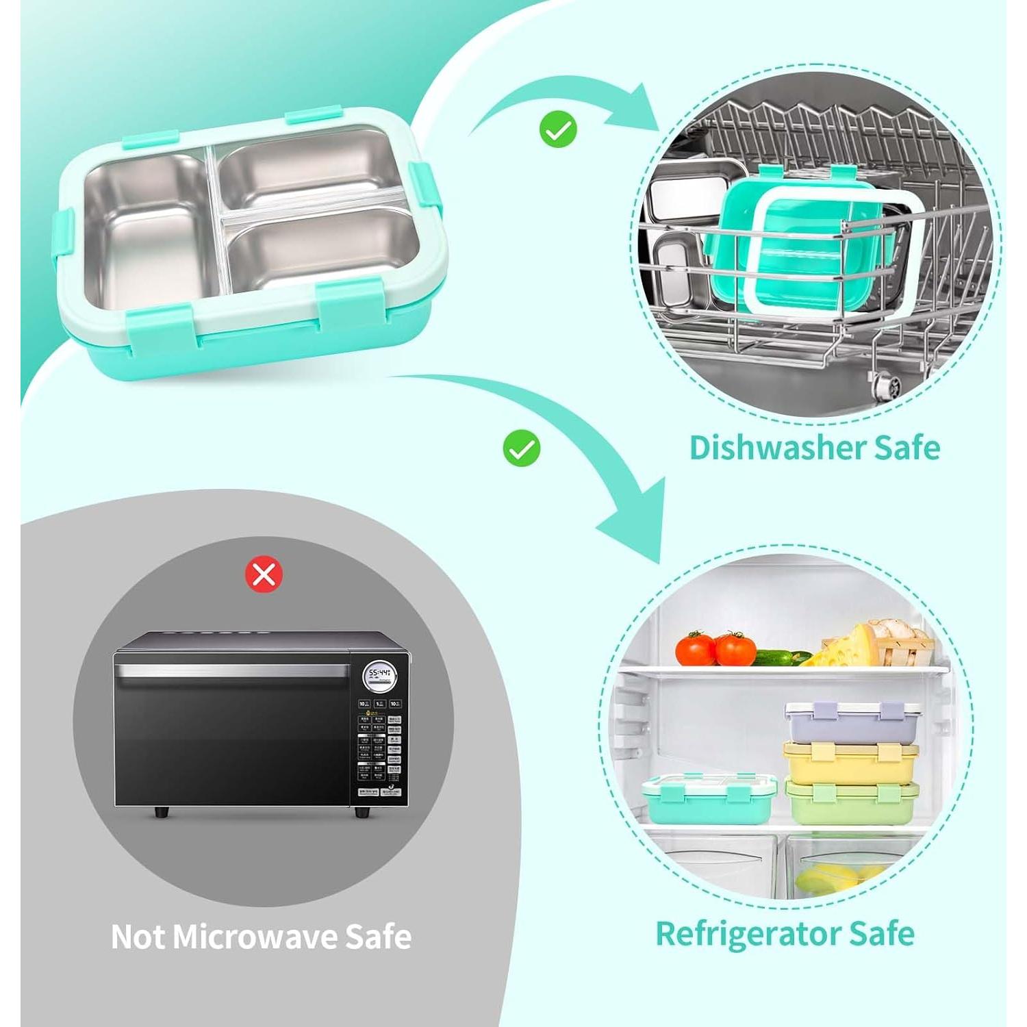 Caja Bento Acero Inoxidable Erreloda 3 Compartimentos Azul