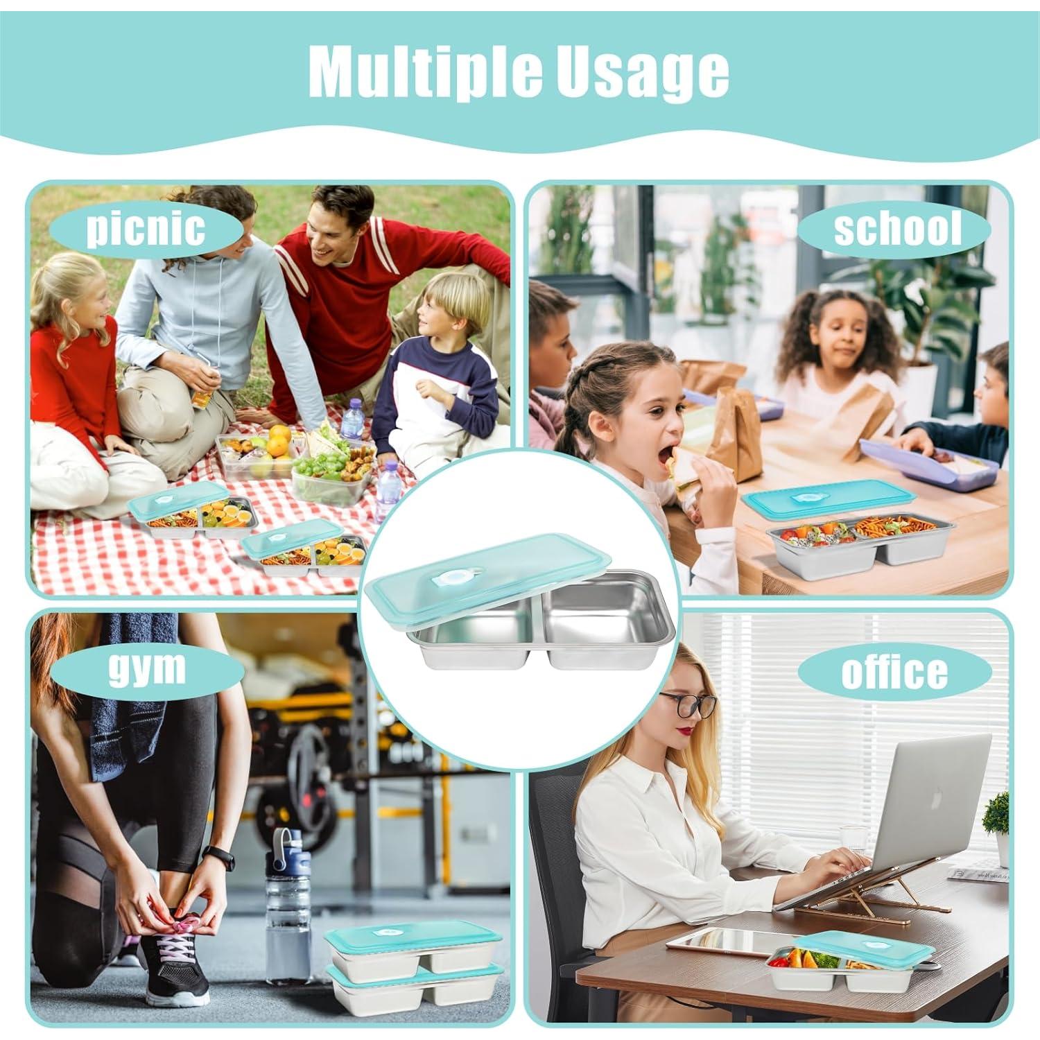 Set de 6 Contenedores Bento Acero Inoxidable 30oz a Prueba de Fugas