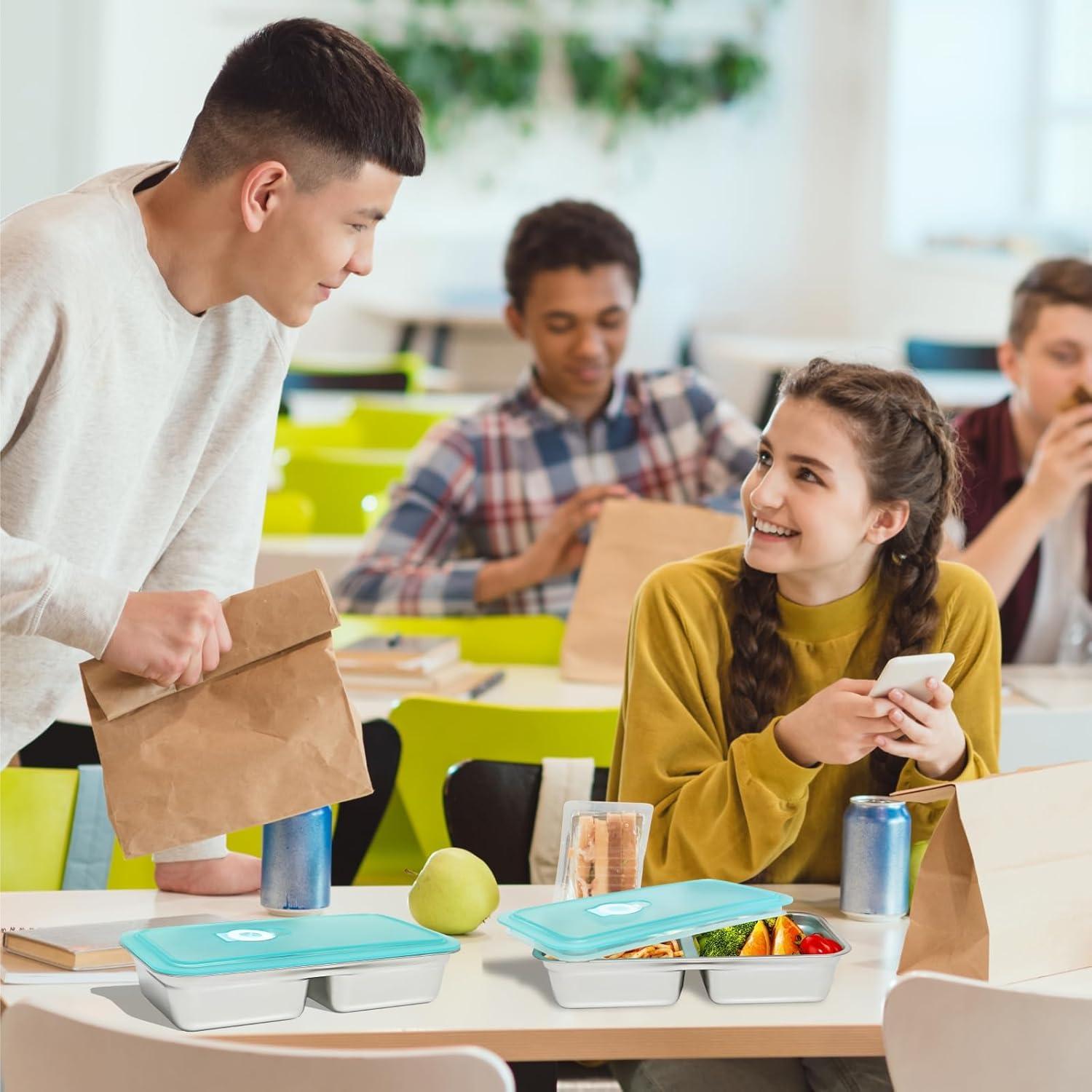 Set de 6 Contenedores Bento Acero Inoxidable 30oz a Prueba de Fugas