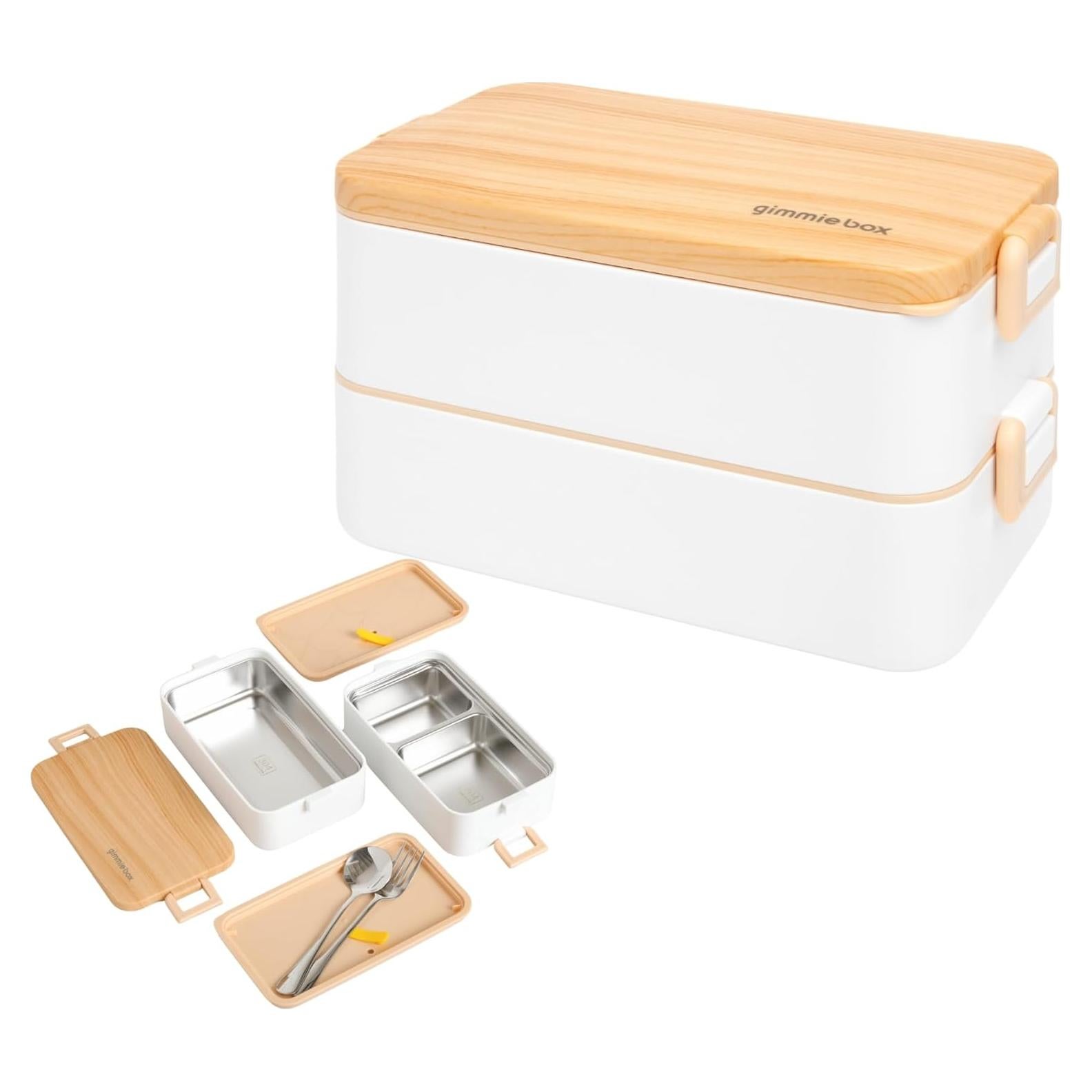Caja Bento Acero Inoxidable Gimmiebox 950ml con Cuchara y Tenedor