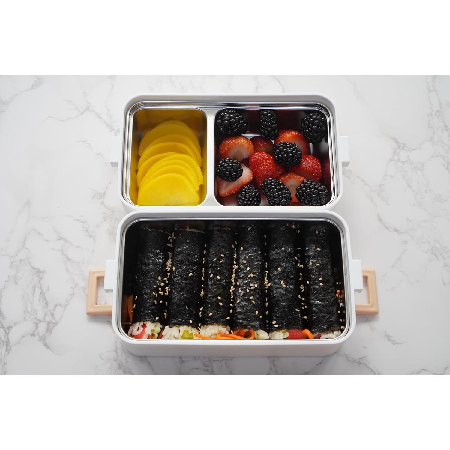 Caja Bento Acero Inoxidable Gimmiebox 950ml con Cuchara y Tenedor