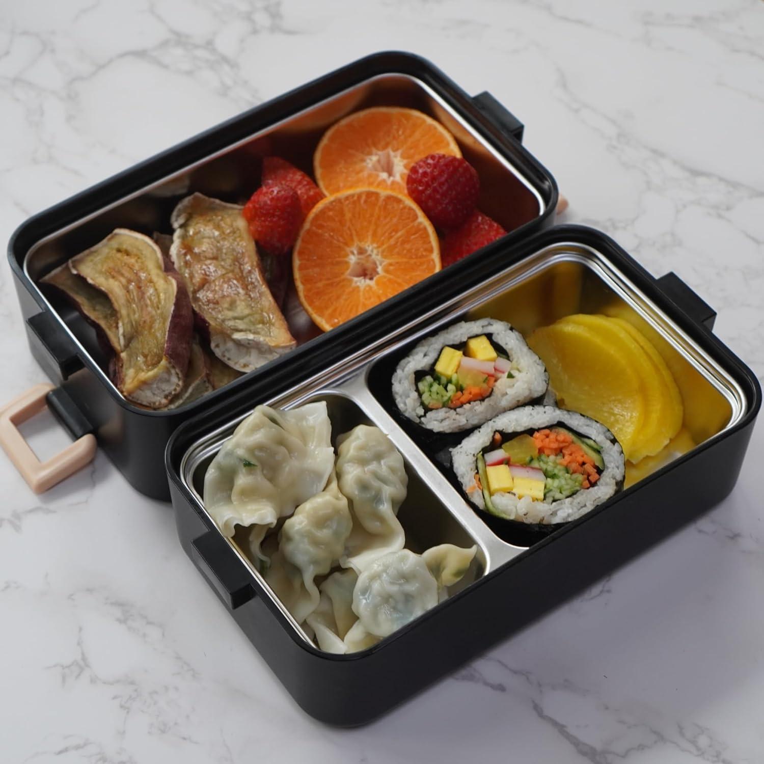 Caja Bento Acero Inoxidable Gimmiebox 950ml con Cuchara y Tenedor