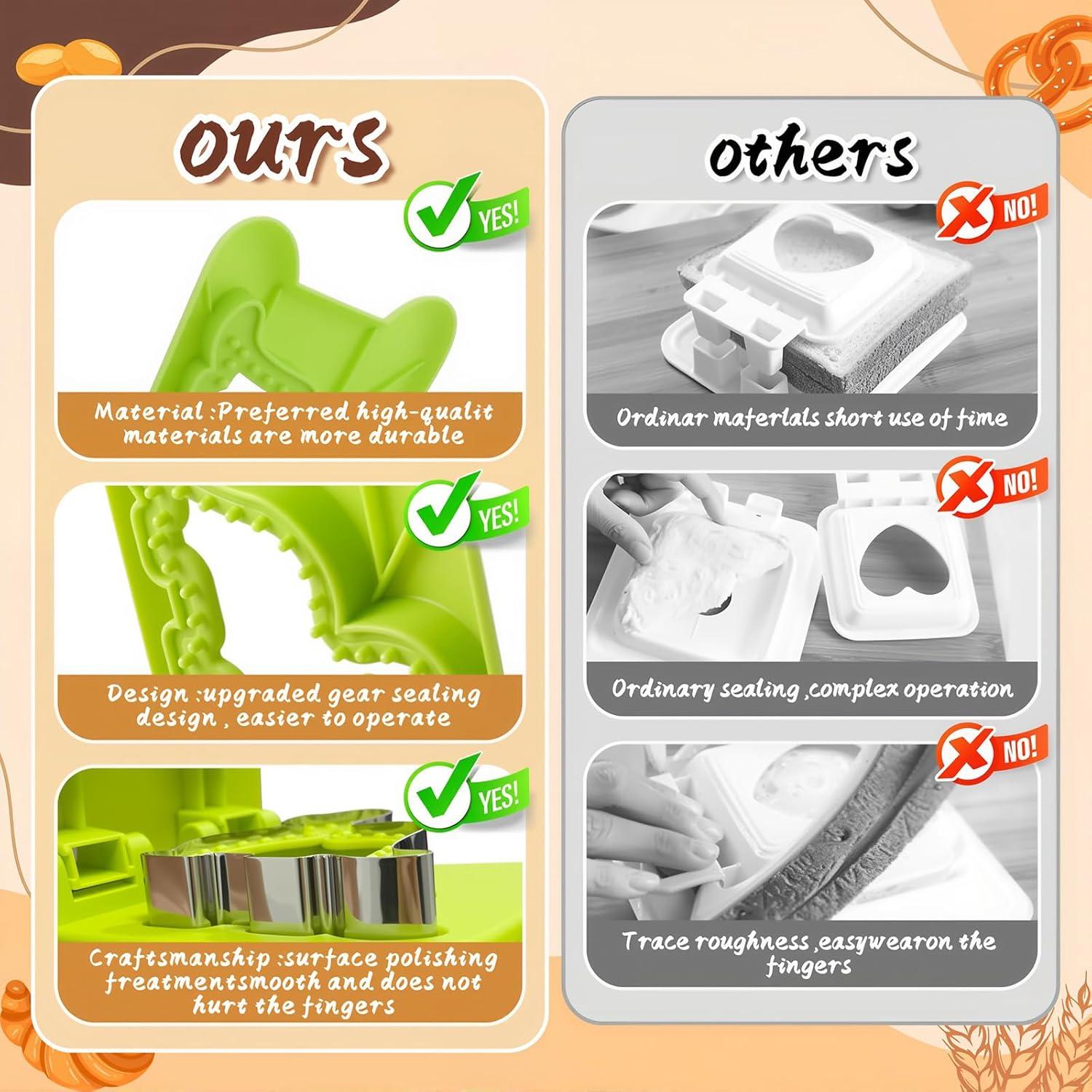 Juego de Cortador y Sellador de Sándwich Tenlary 3 Piezas