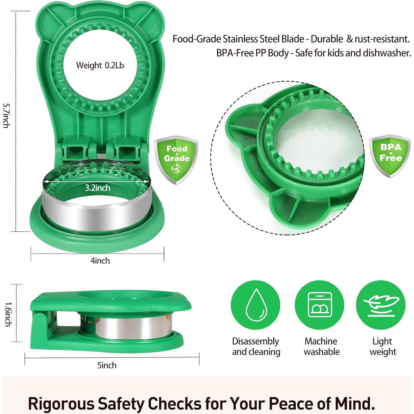 Cortador y Sellador de Sándwiches Jsroroda Verde 10.16 cm