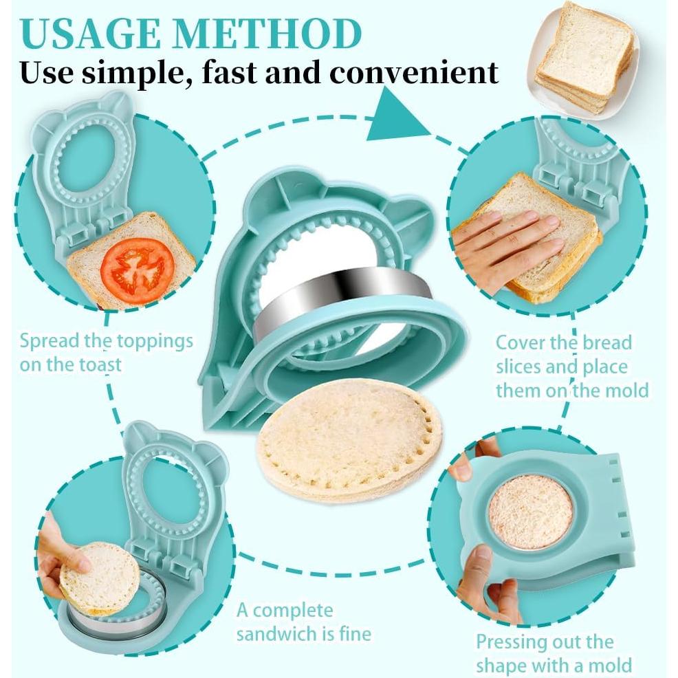 Cortador y Sellador de Sándwich Redondo AOSHIDINGSHUO Azul