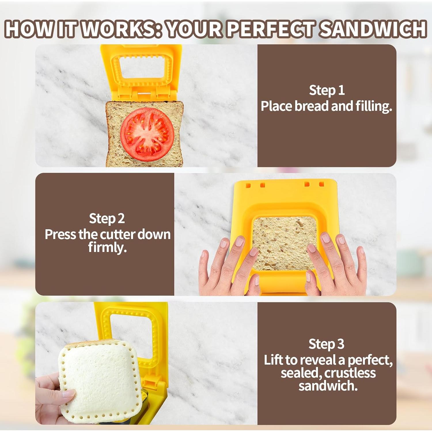 Cortador y Sellador de Sándwich 2-en-1 smrtcol Amarillo