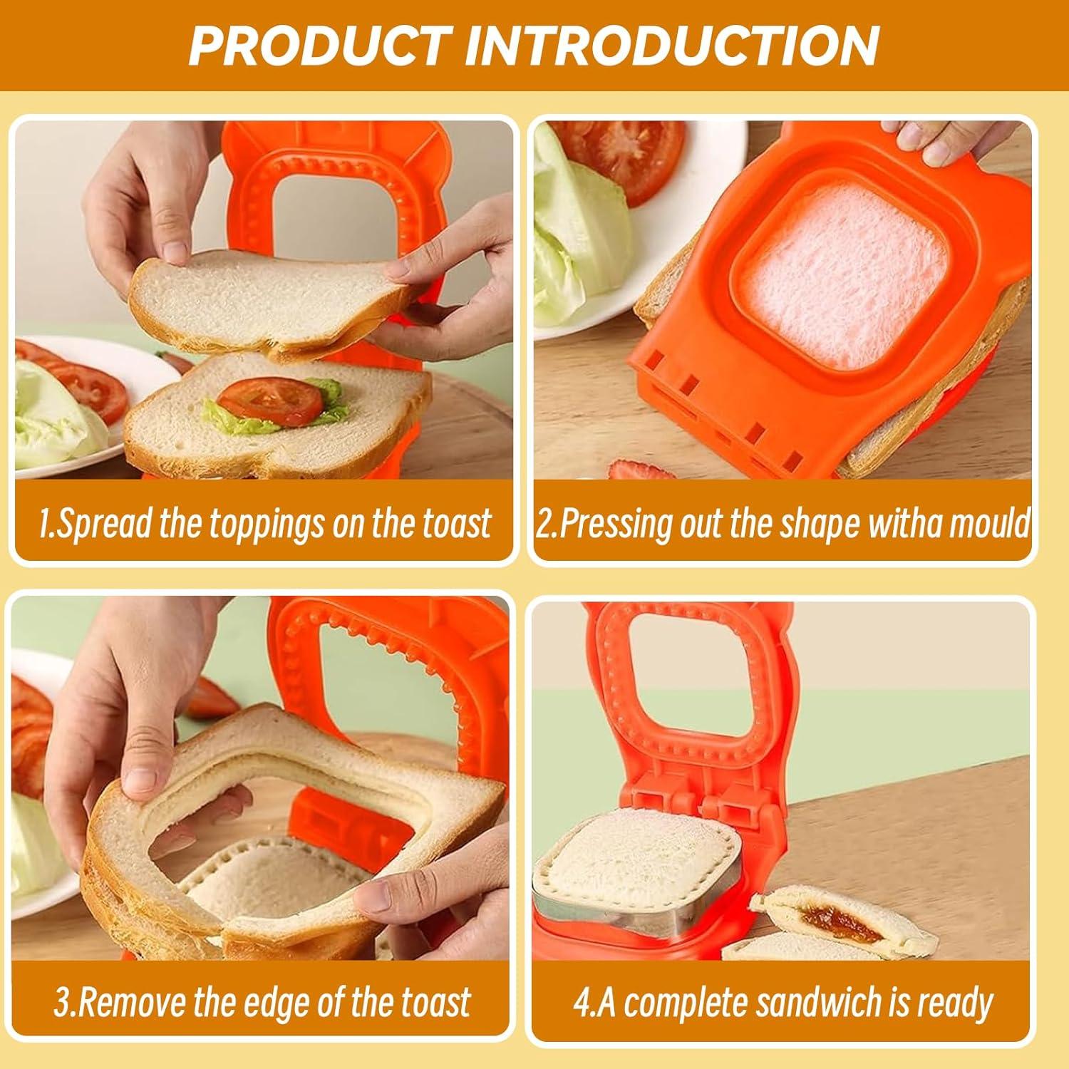 Cortador y Sellador de Sándwiches JIELUO 2 Piezas Cuadrado y Redondo