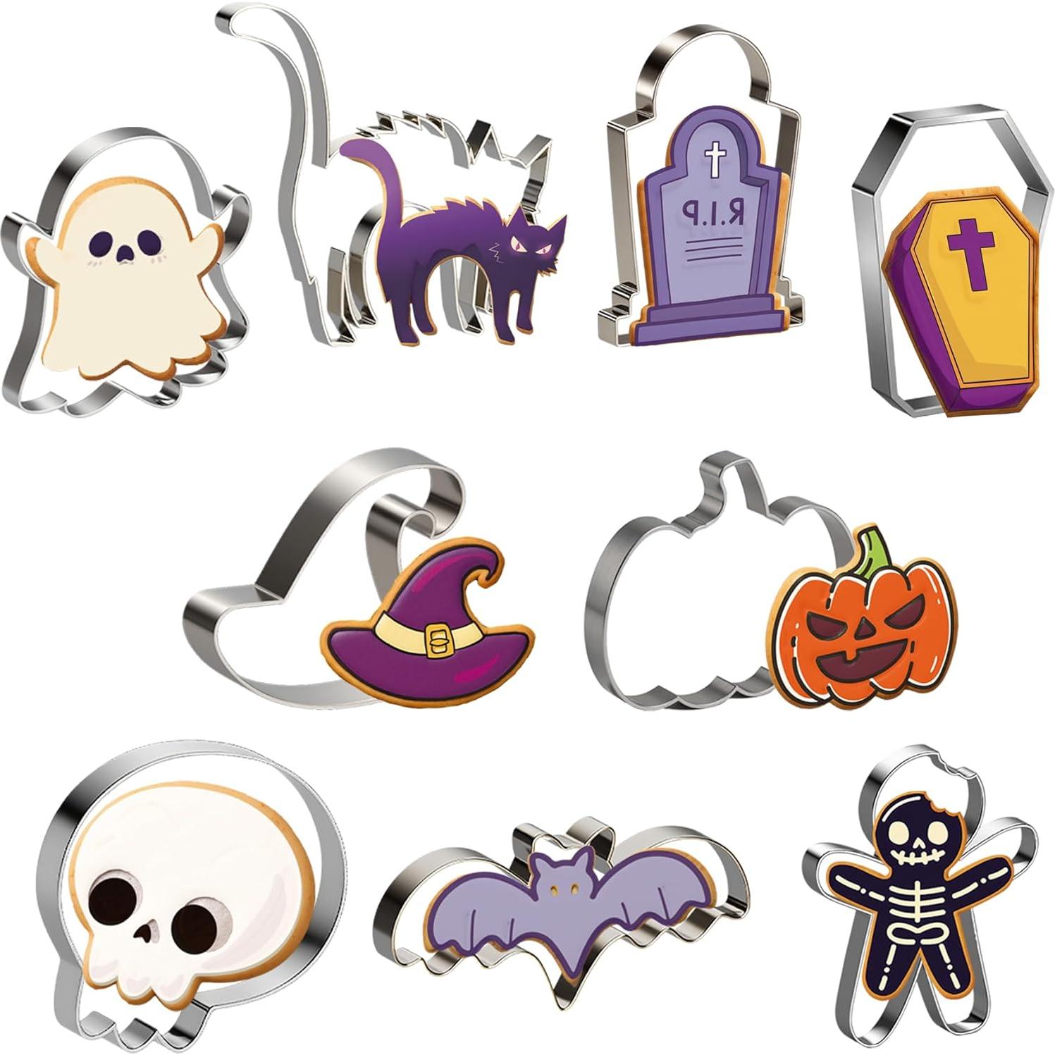 Cortadores de Galletas de Halloween OHOME 9 Piezas Acero Inoxidable