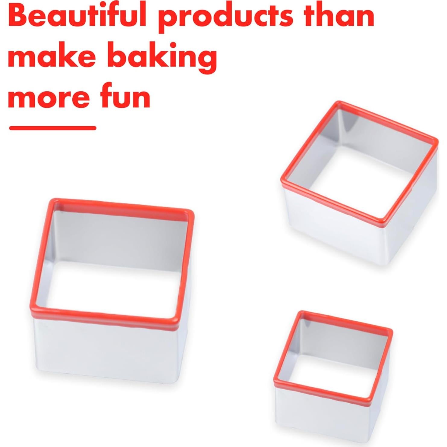 Juego de 3 Cortadores de Galletas Cuadrados COOKIEQUE 6.35-8.38 cm