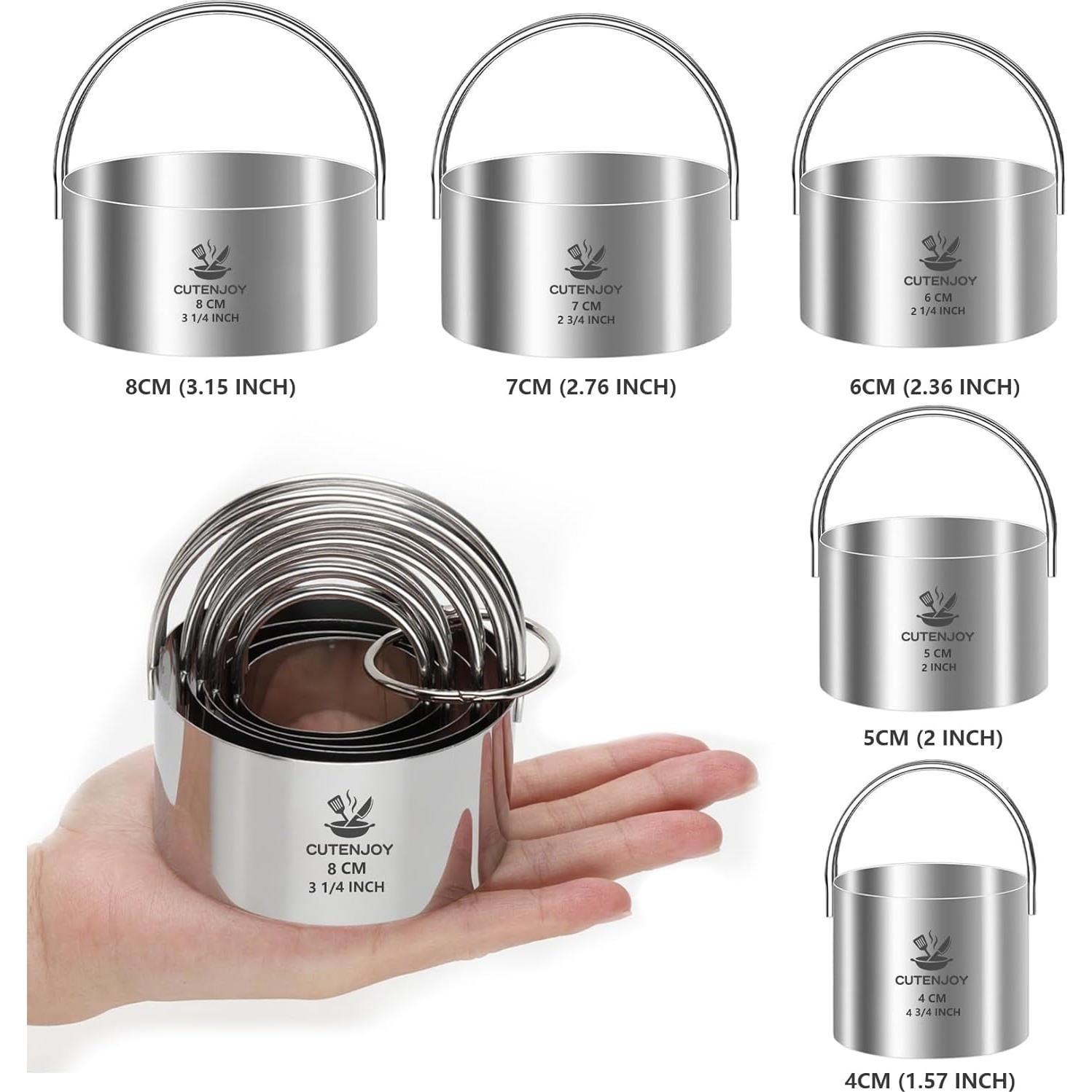 Set de Cortadores de Galletas Redondos CUTENJOY 5 Piezas