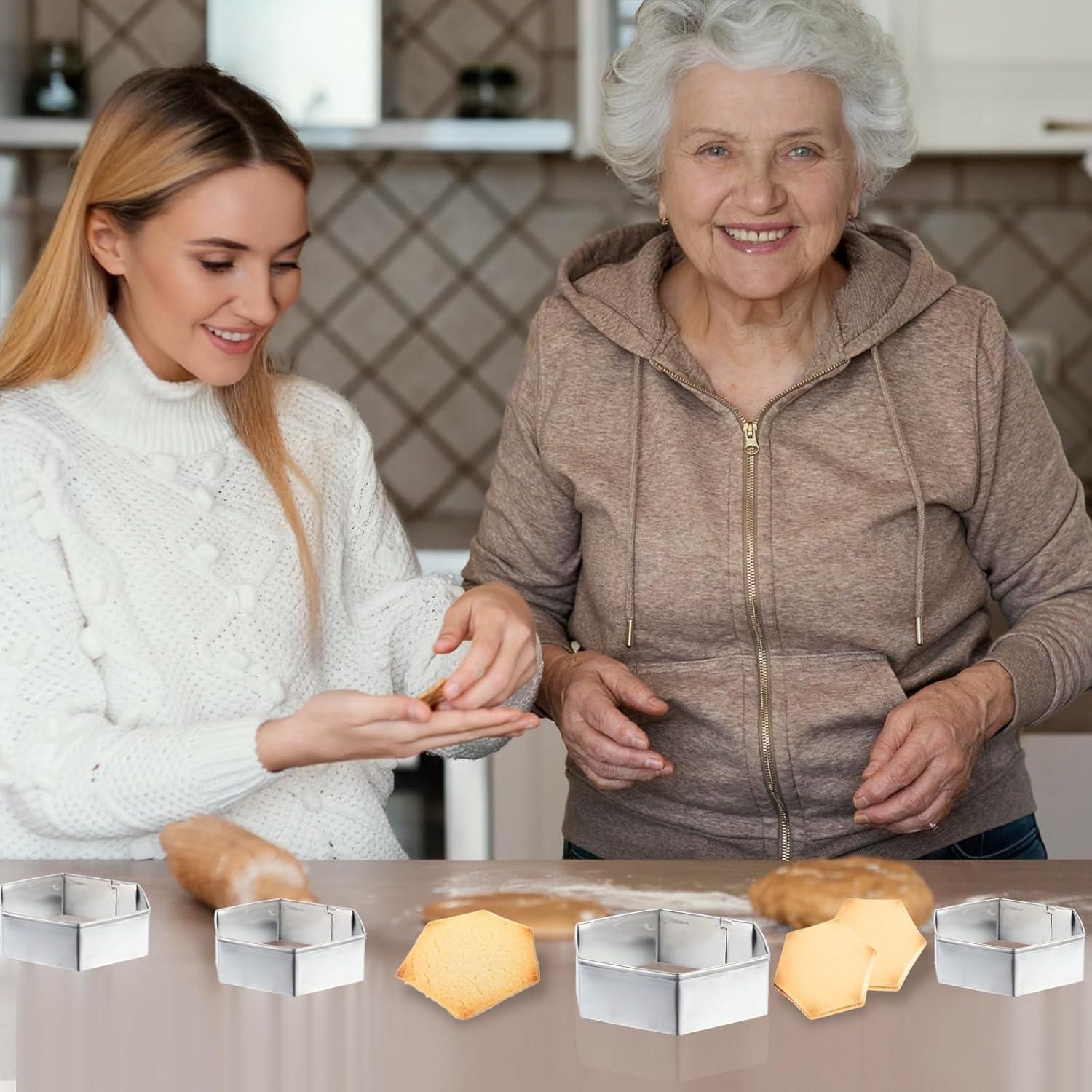 Juego de 5 Cortadores de Galletas Hexagonales Larrel - Acero Inoxidable