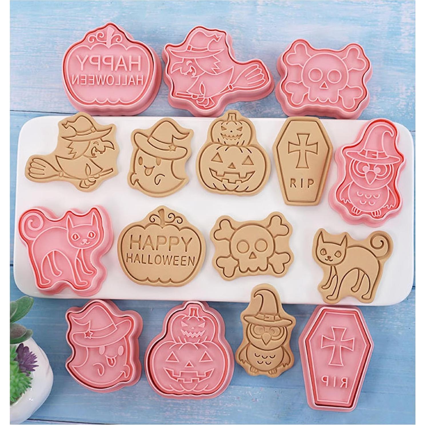 Juego de 8 Cortadores de Galletas Halloween AMZWISH - Plástico