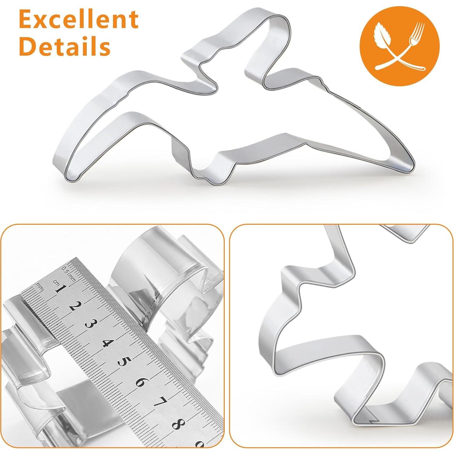 Juego de Cortadores de Galletas de Dinosaurio Vinoil - 15 Piezas de Acero Inoxidable