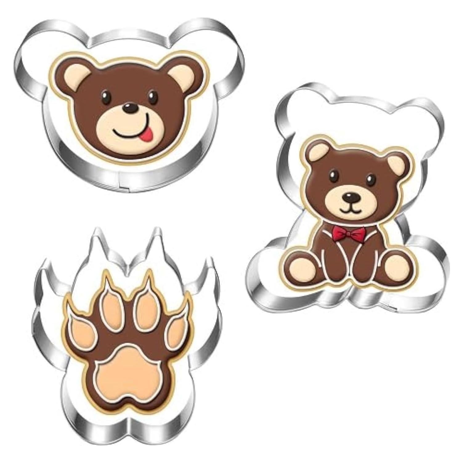 Juego de Cortadores de Galletas de Oso LUBTOSMN - 3 Piezas Acero Inoxidable