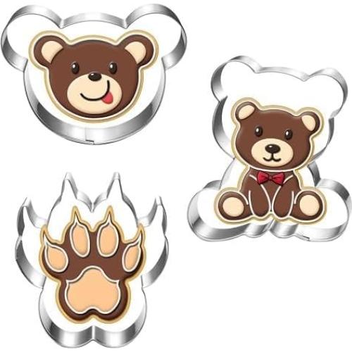Juego de Cortadores de Galletas de Oso LUBTOSMN - 3 Piezas Acero Inoxidable