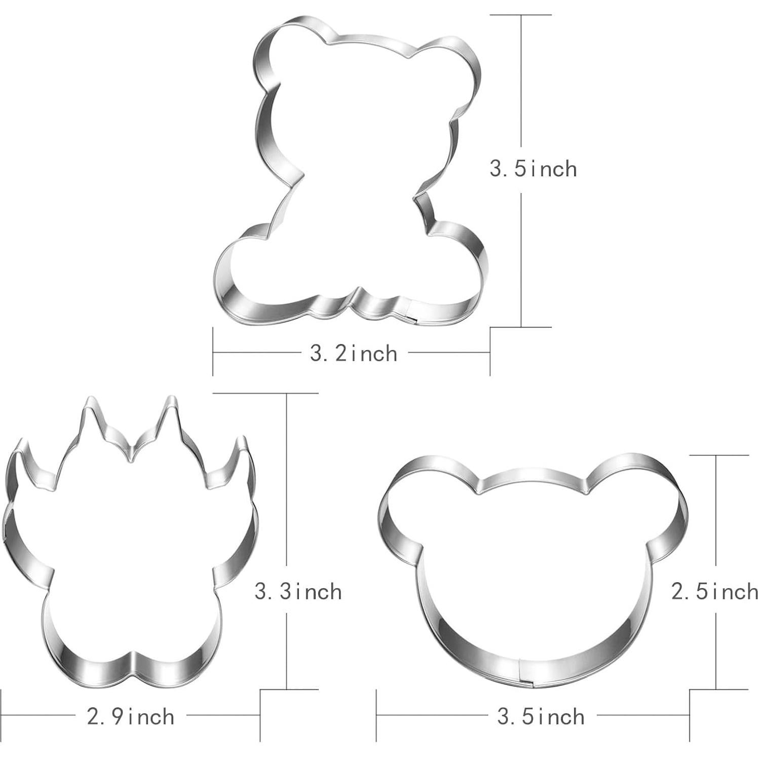 Juego de Cortadores de Galletas de Oso LUBTOSMN - 3 Piezas Acero Inoxidable
