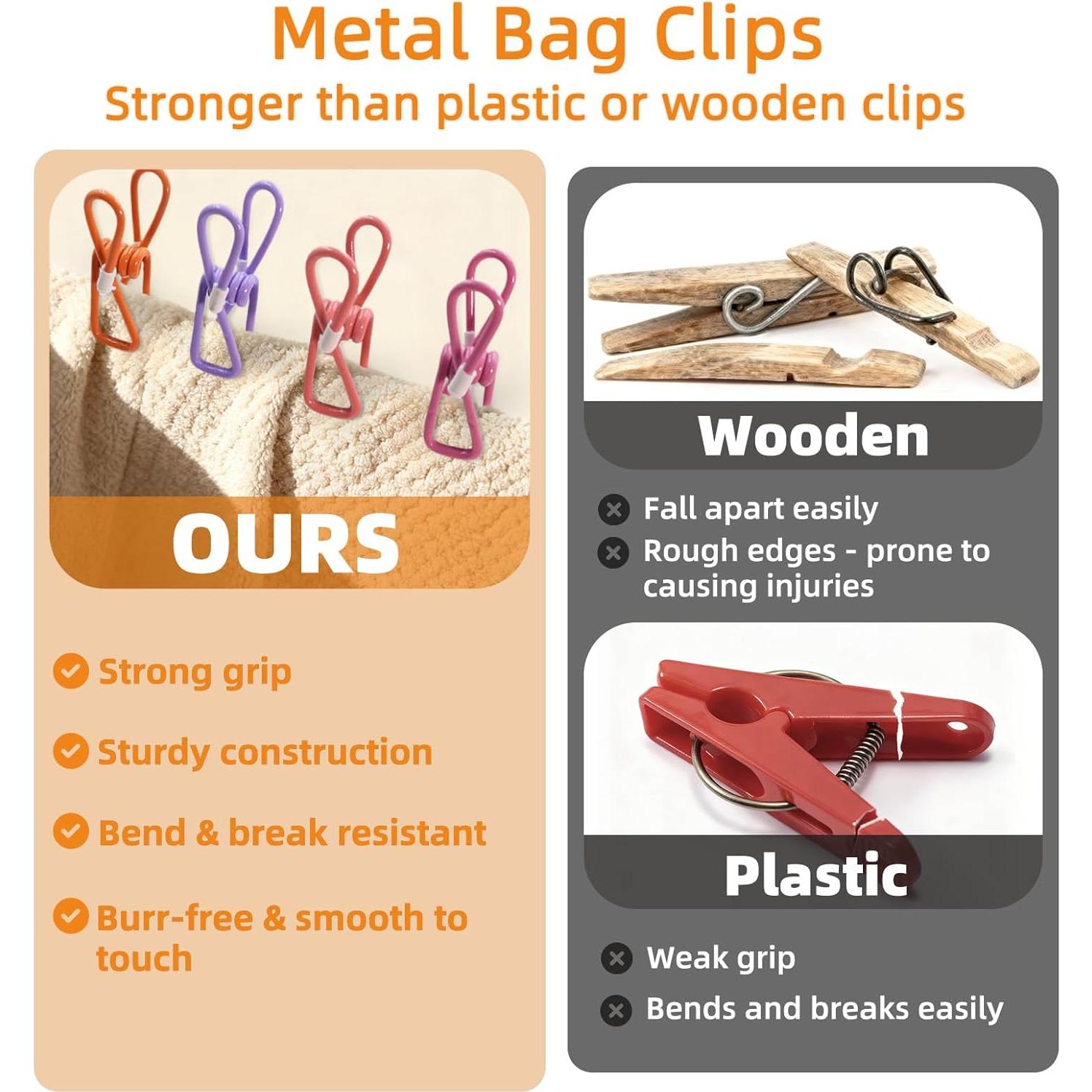 Paquete de 10 Pinzas de Metal ChicRange con Goma 5.7 cm