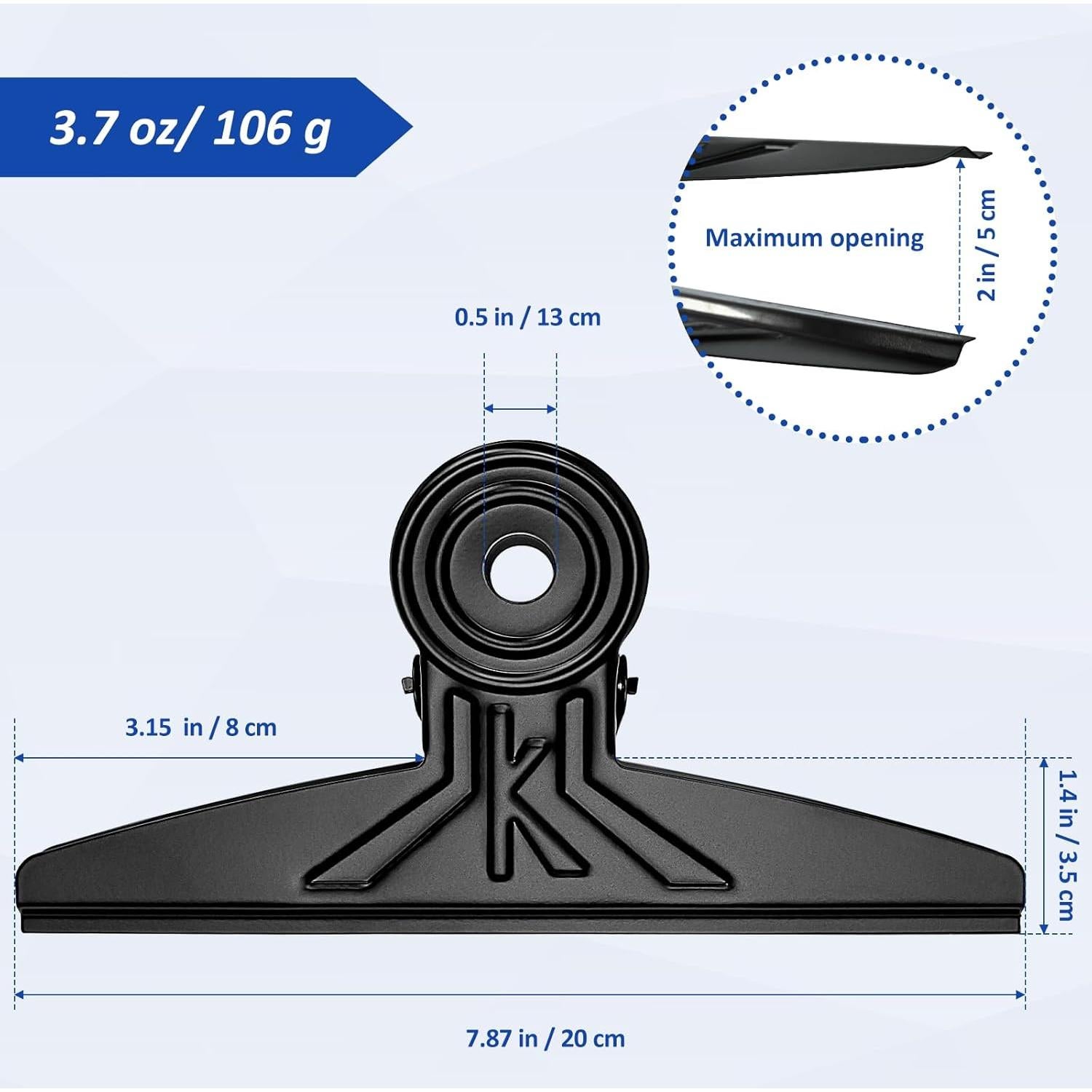 Paquete de 3 Clips Bulldog Orcielo Extra Grande 20cm Negro