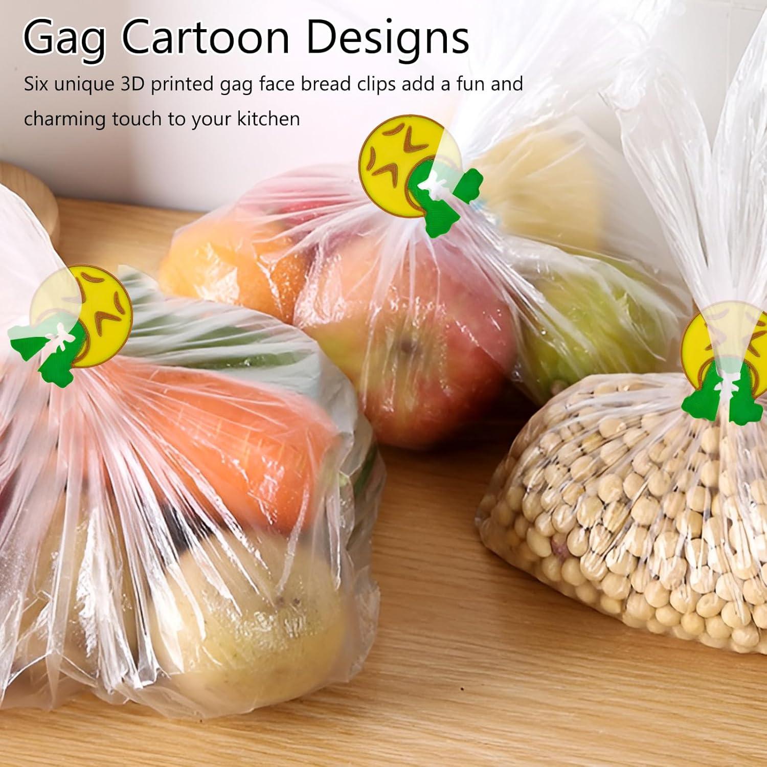 6 Clips de Pan Reutilizables SAMIQU - Selladores de Bolsa Divertidos