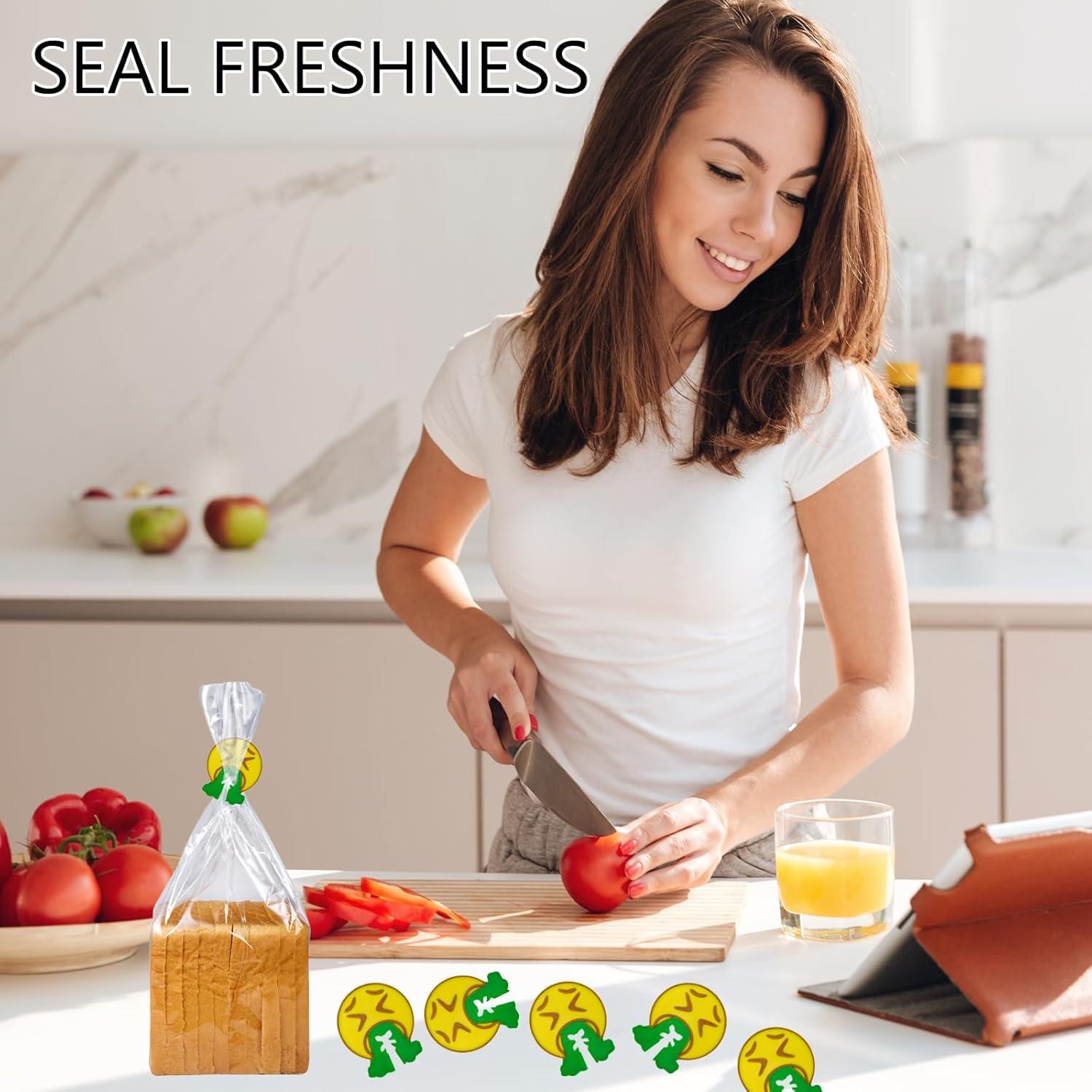 6 Clips de Pan Reutilizables SAMIQU - Selladores de Bolsa Divertidos