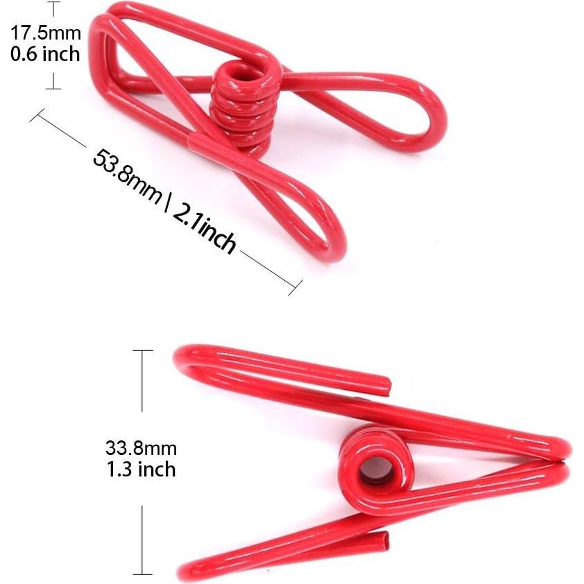 30 Clips de Chip Rojos Yansanido 5 cm Alta Elasticidad