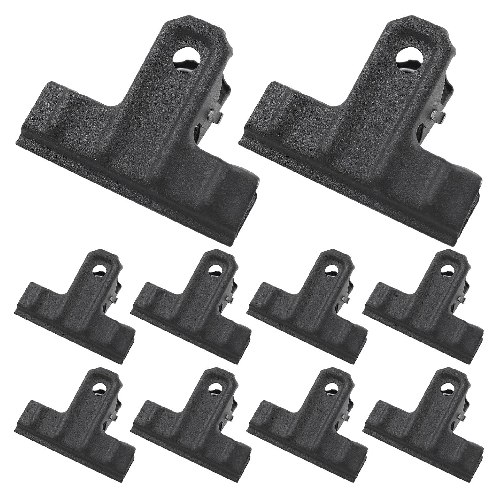 Clips de Metal Negro Bivethoi 10 Piezas 53mm para Oficina