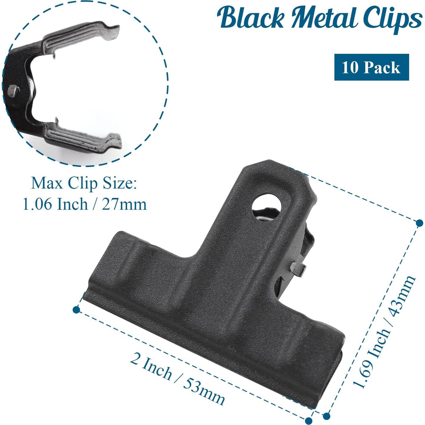 Clips de Metal Negro Bivethoi 10 Piezas 53mm para Oficina