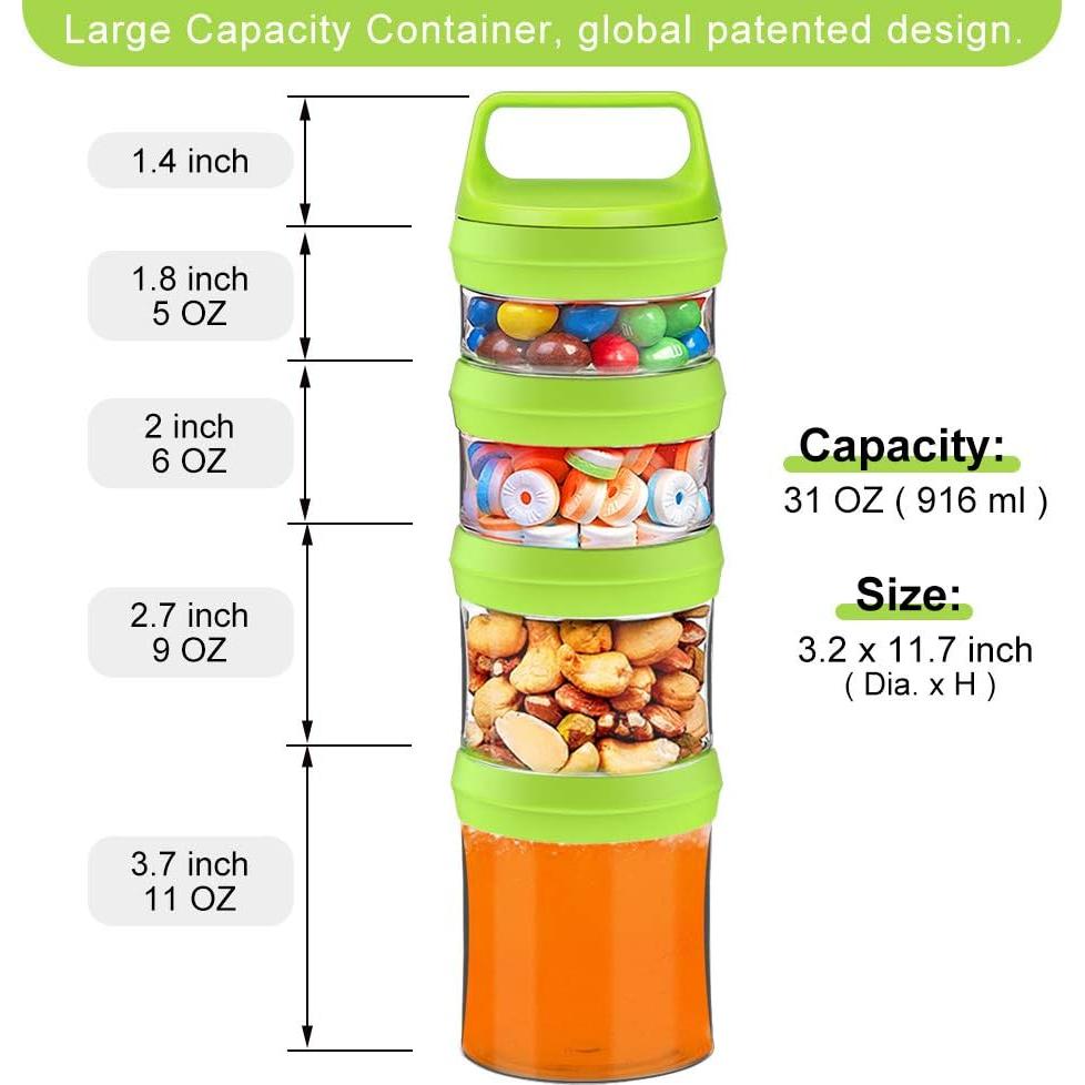Tarros Apilables Seleware para Snacks, 4 Piezas 916ml Verde