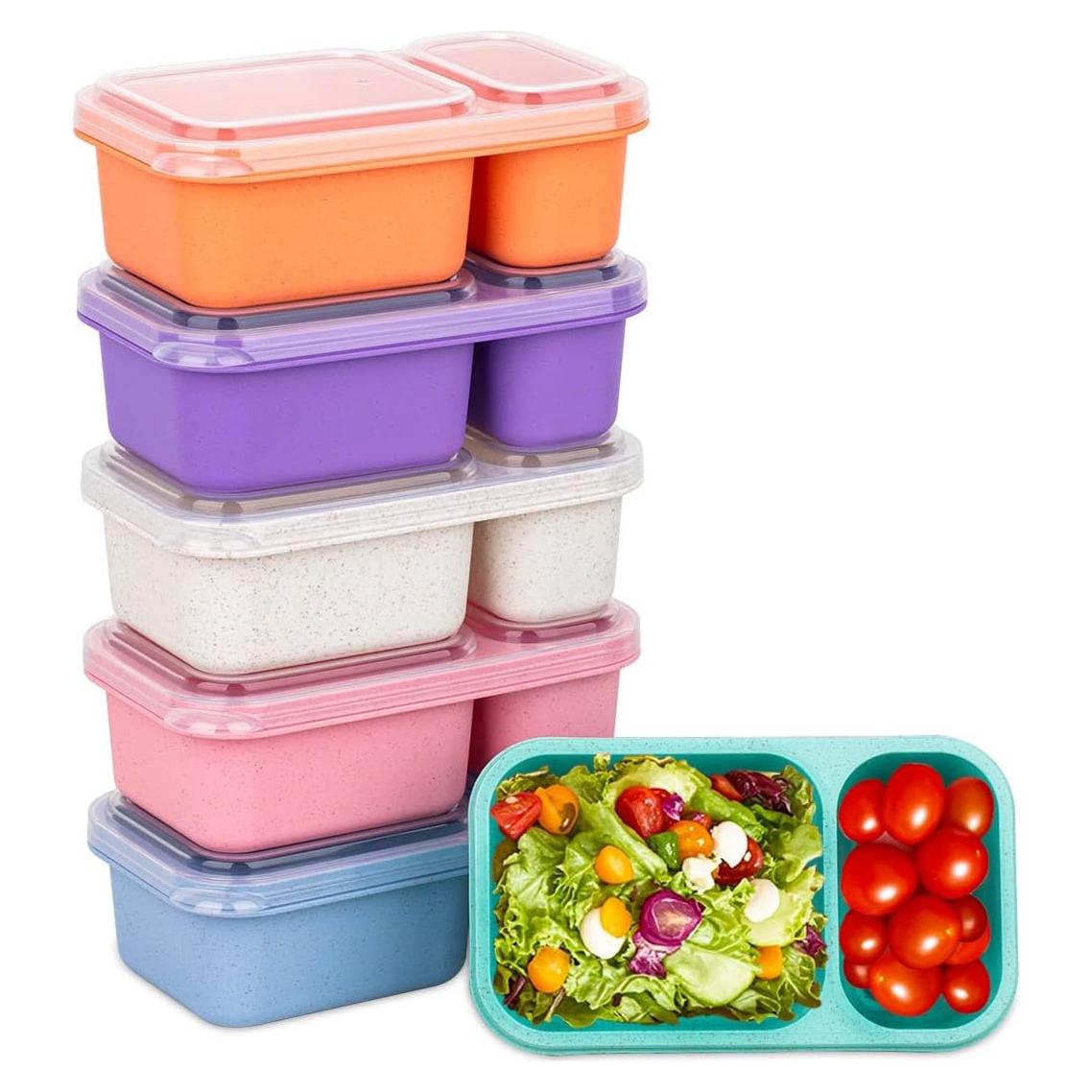 Contenedores de Snack Reutilizables DOSEWART 2 Compartimentos 6 Pzas