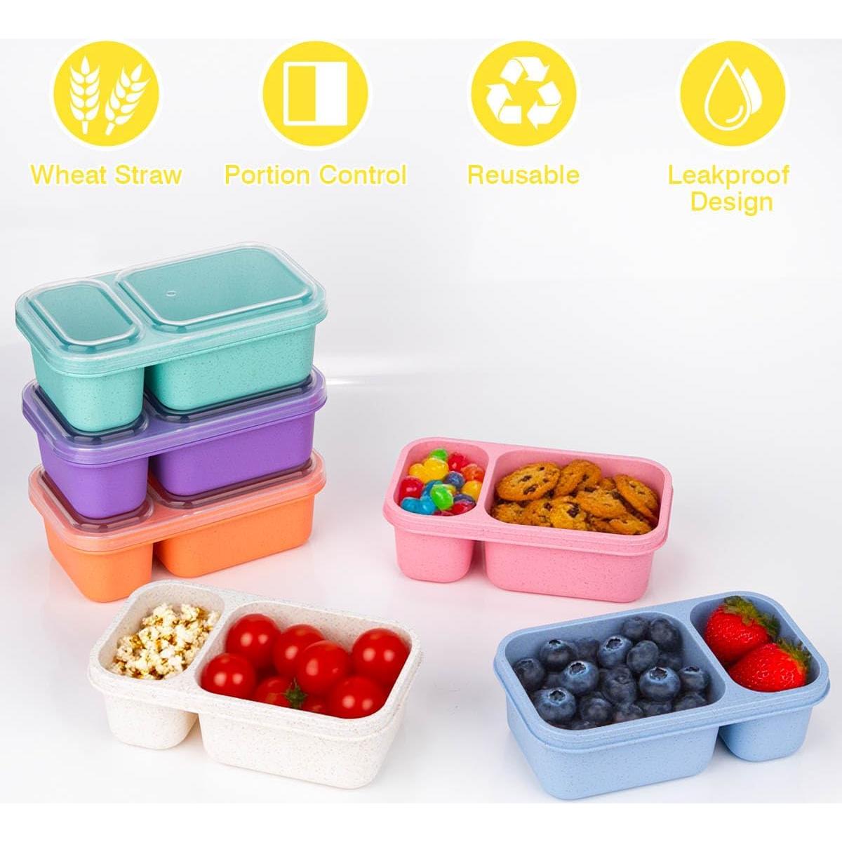 Contenedores de Snack Reutilizables DOSEWART 2 Compartimentos 6 Pzas