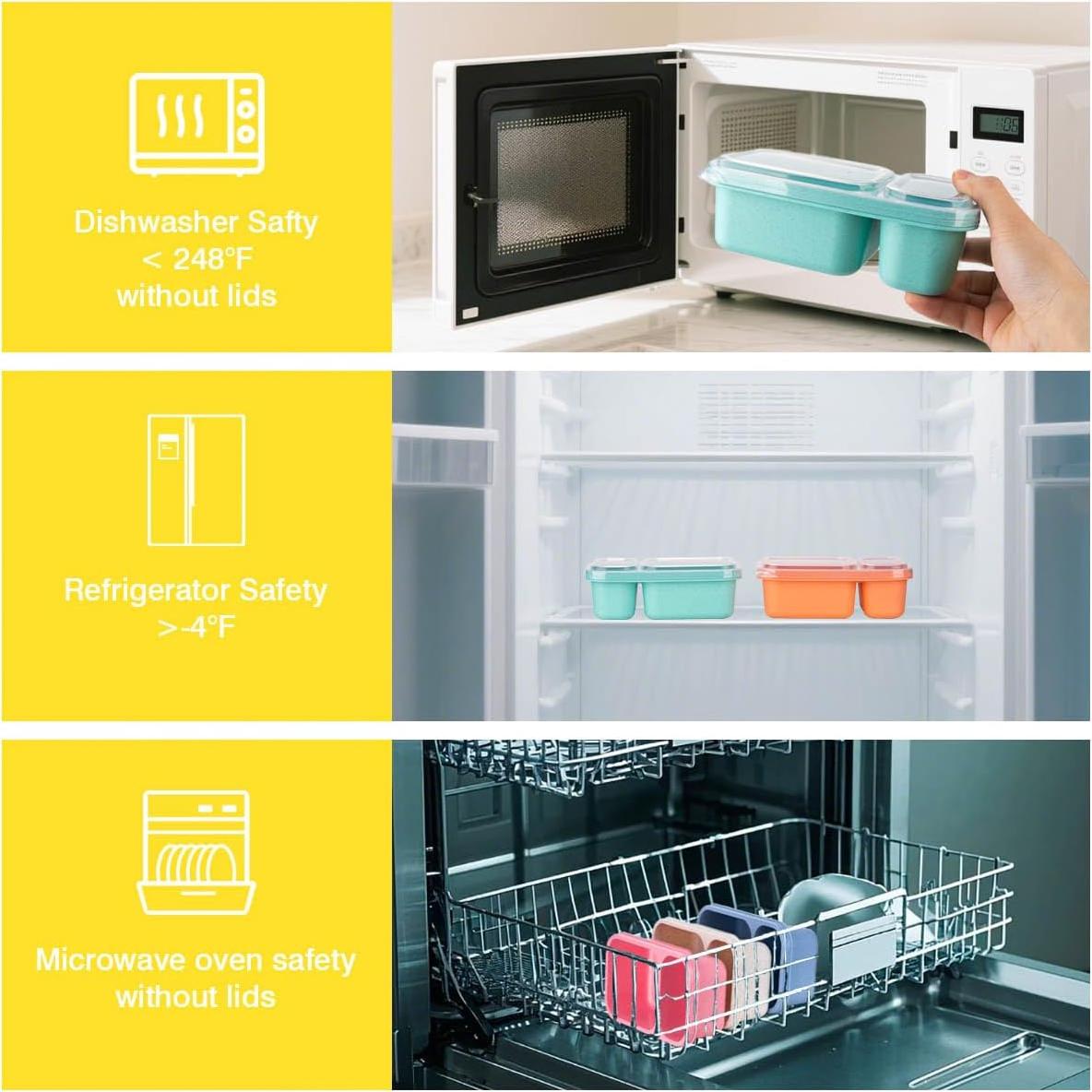 Contenedores de Snack Reutilizables DOSEWART 2 Compartimentos 6 Pzas
