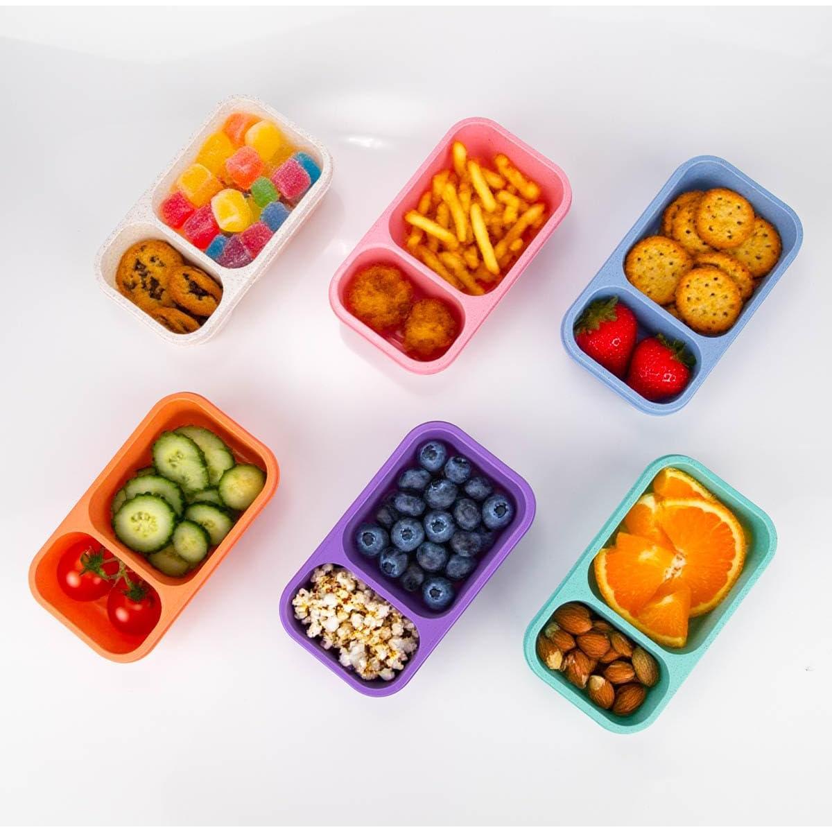 Contenedores de Snack Reutilizables DOSEWART 2 Compartimentos 6 Pzas