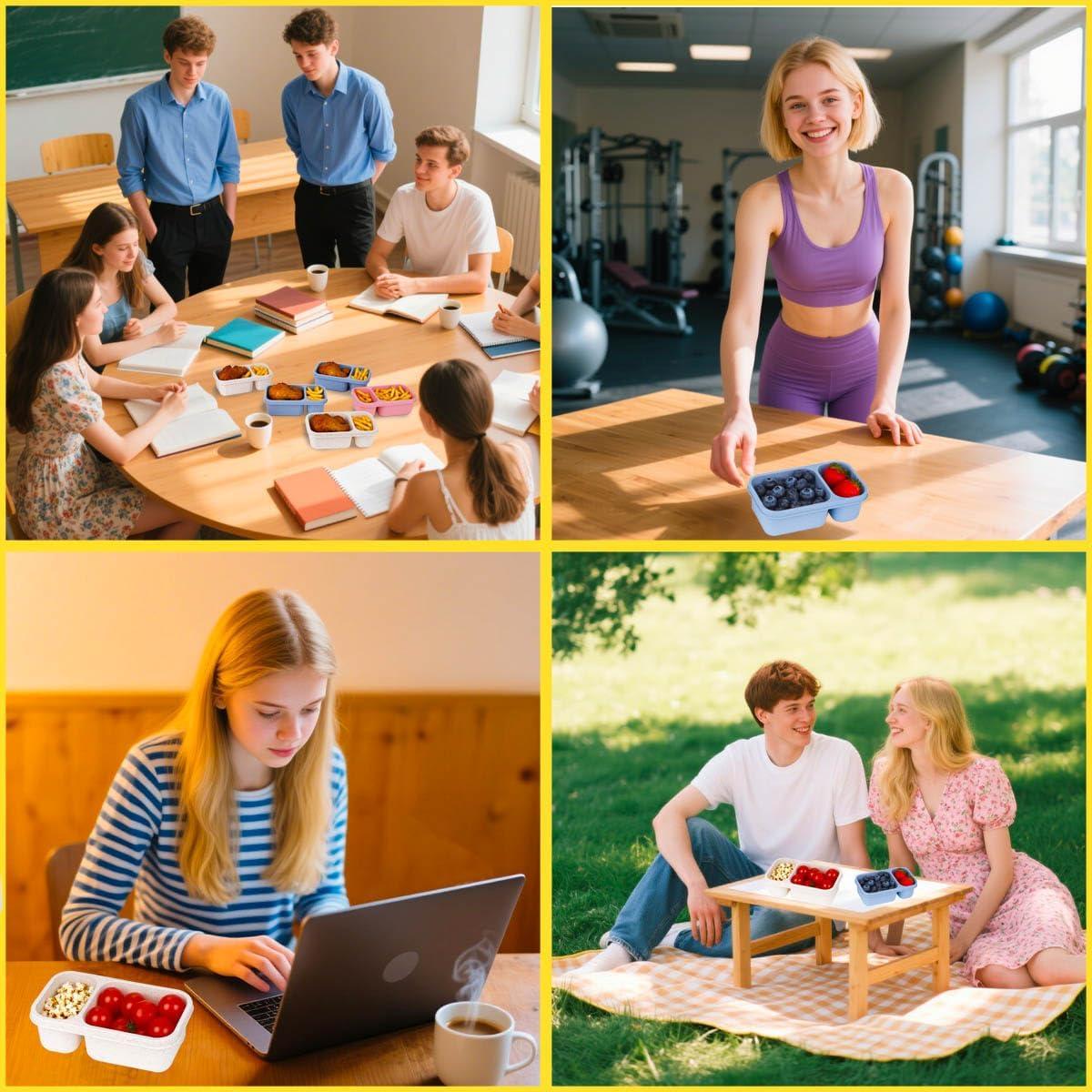 Contenedores de Snack Reutilizables DOSEWART 2 Compartimentos 260g