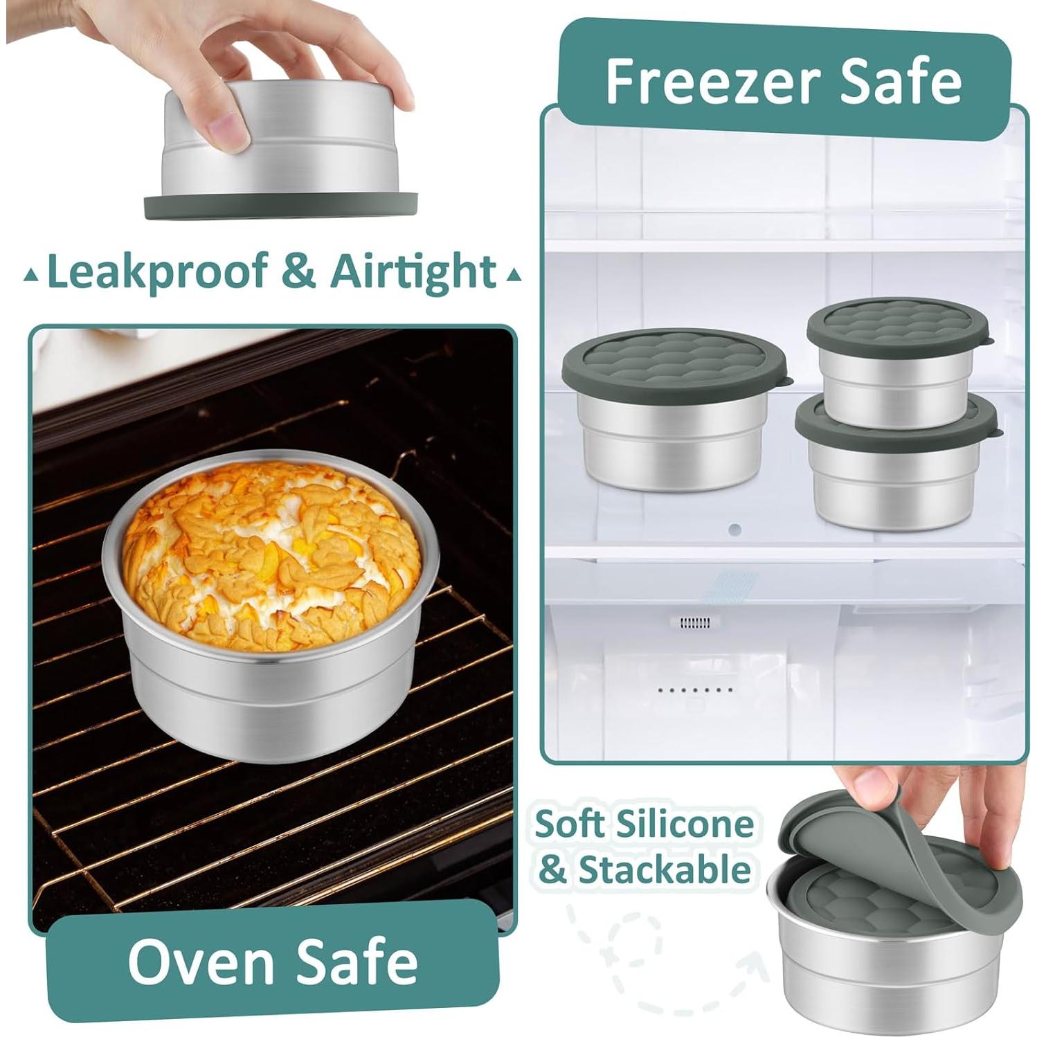 Contenedores de Acero Inoxidable Leonyo 3 Piezas 90ml 180ml 380ml