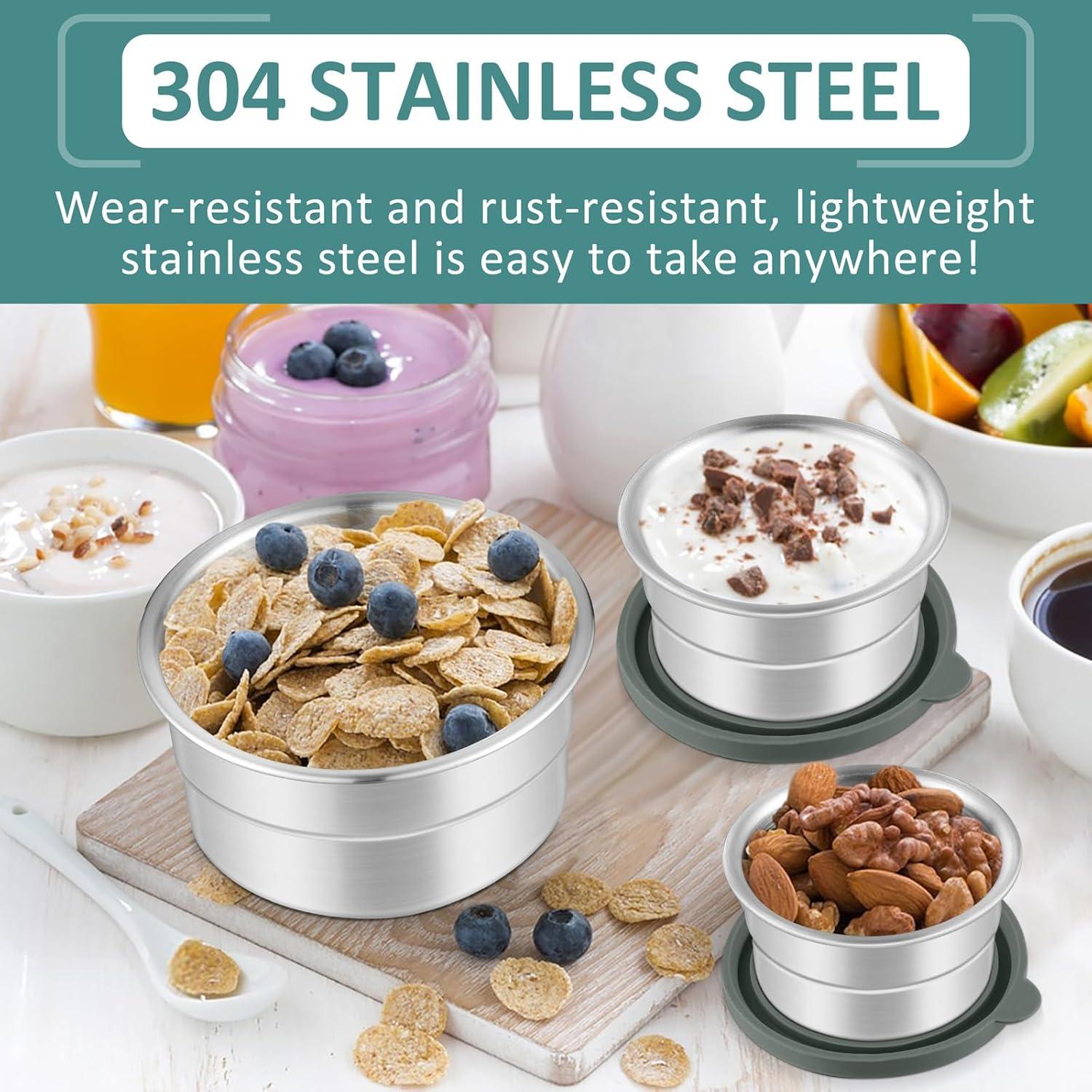 Contenedores de Acero Inoxidable Leonyo 3 Piezas 90ml 180ml 380ml