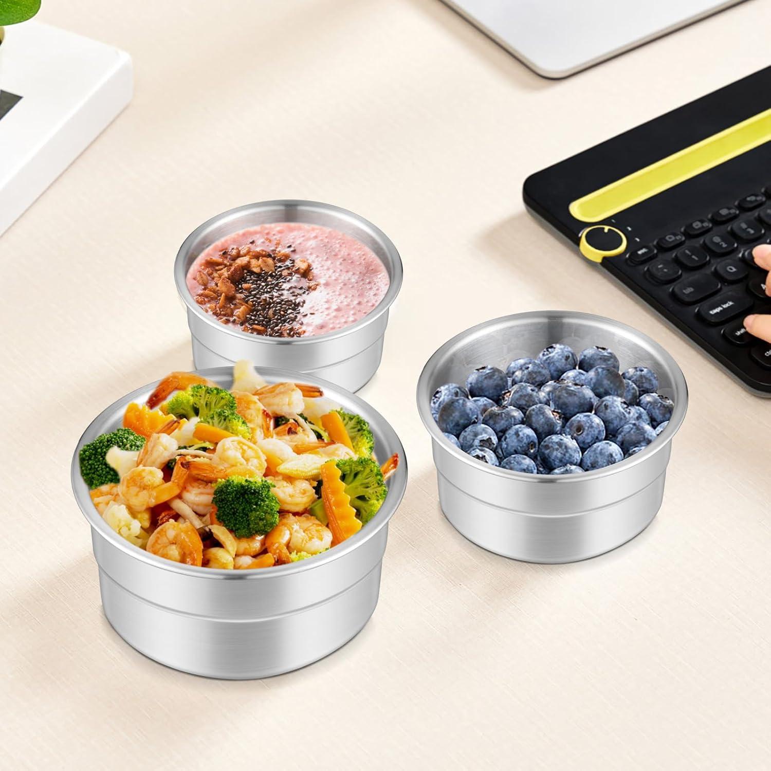 Contenedores de Acero Inoxidable Leonyo 3 Piezas 90ml 180ml 380ml