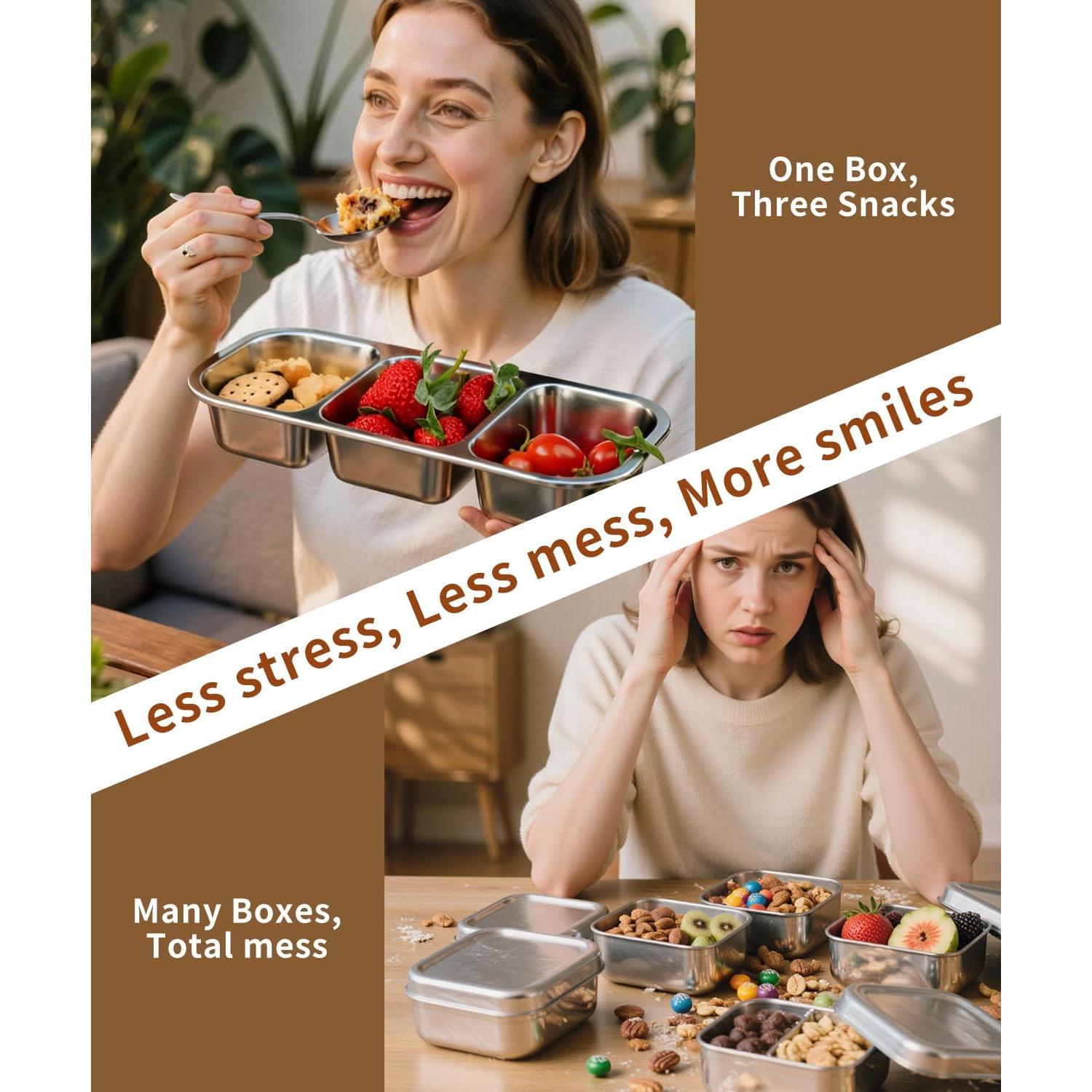 Paquete de 4 Contenedores de Snack Acero Inoxidable JUJOJB