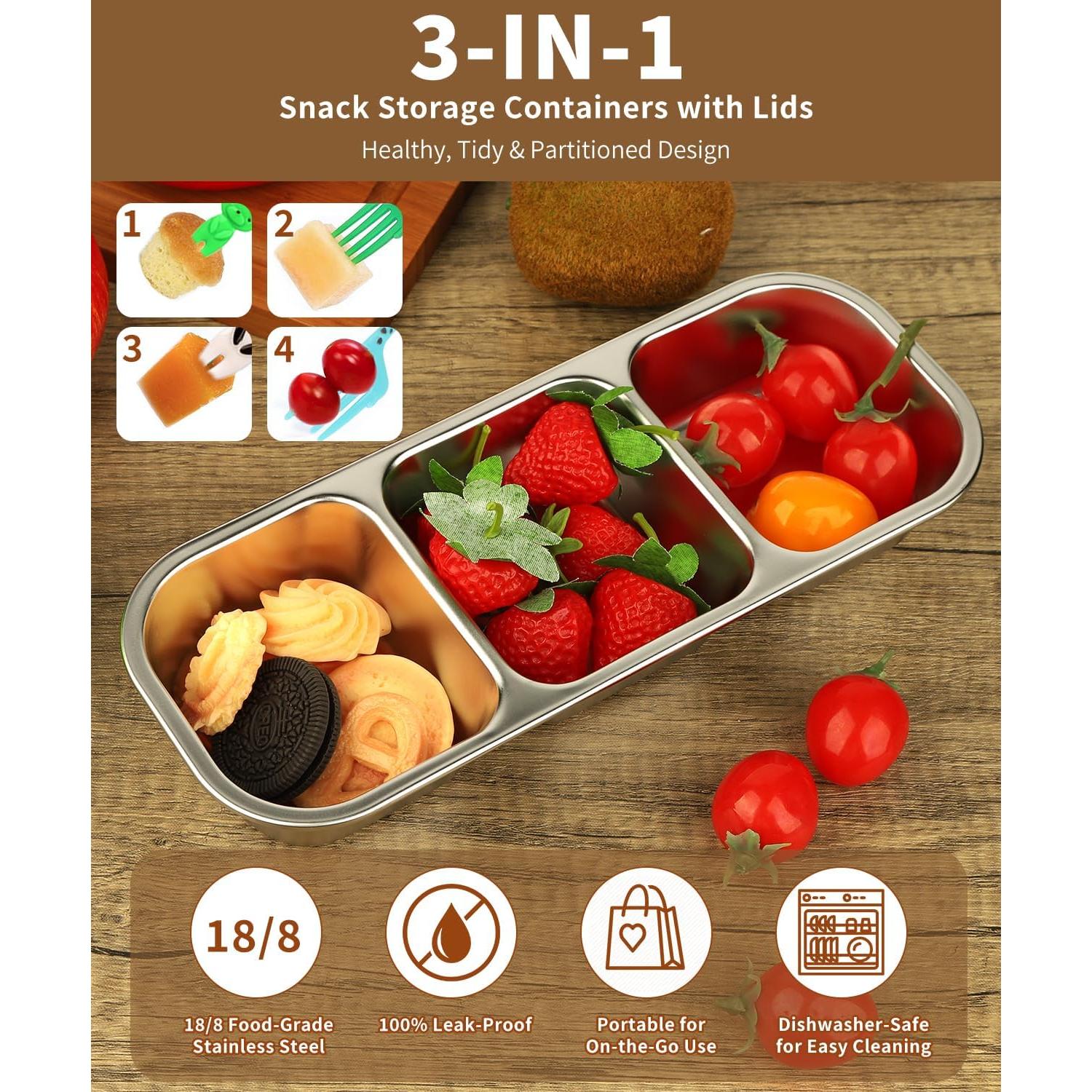 Paquete de 4 Contenedores de Snack Acero Inoxidable JUJOJB