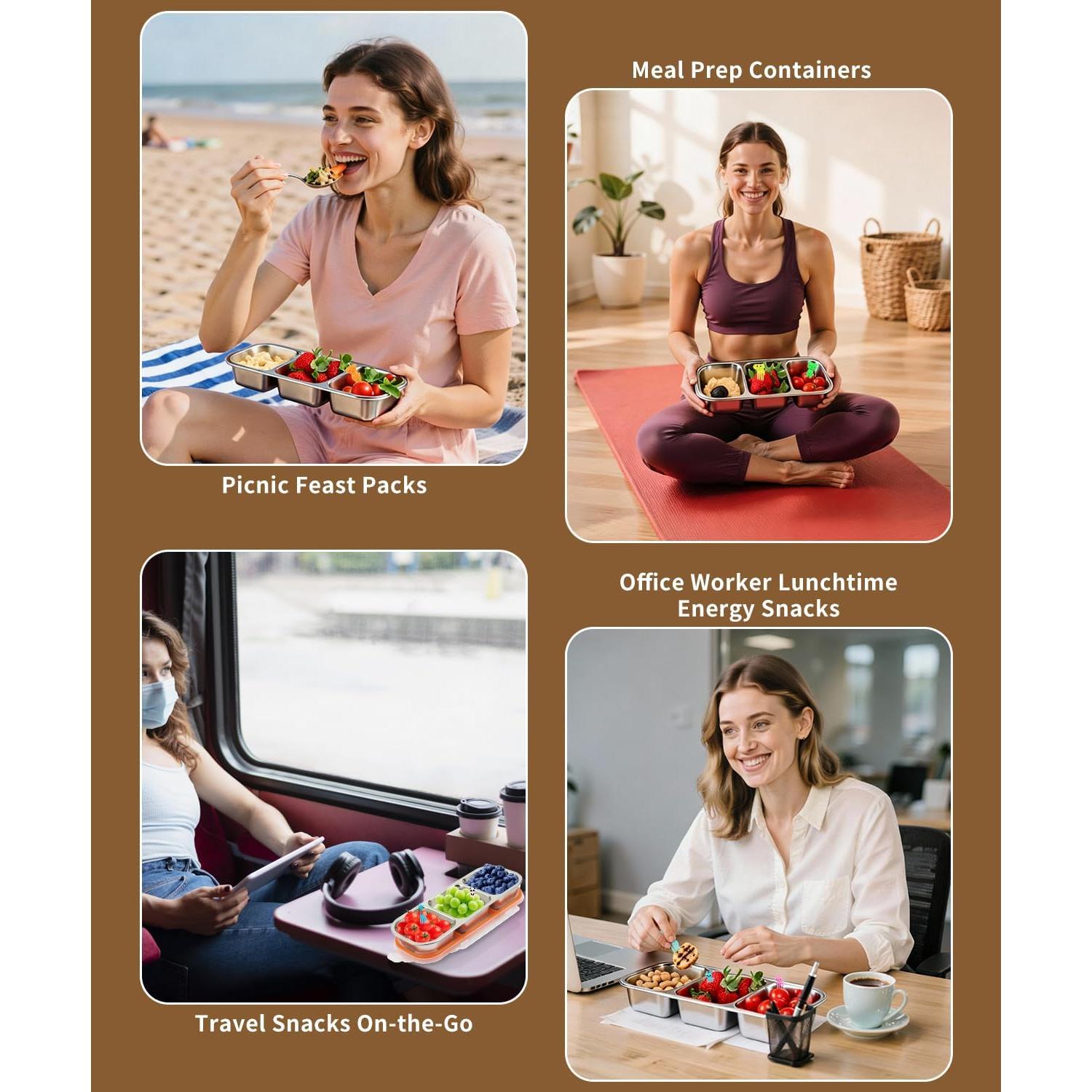 Paquete de 4 Contenedores de Snack Acero Inoxidable JUJOJB