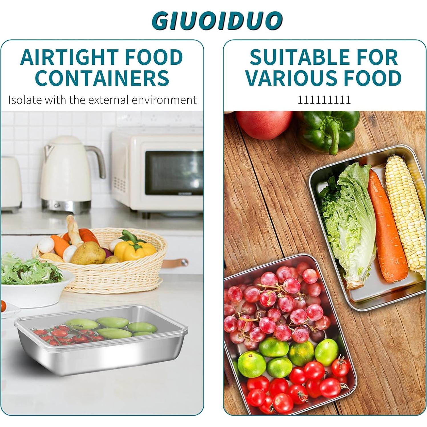 Caja de Almuerzo de Acero Inoxidable GIUOIDUO 6 Unidades 0.88L