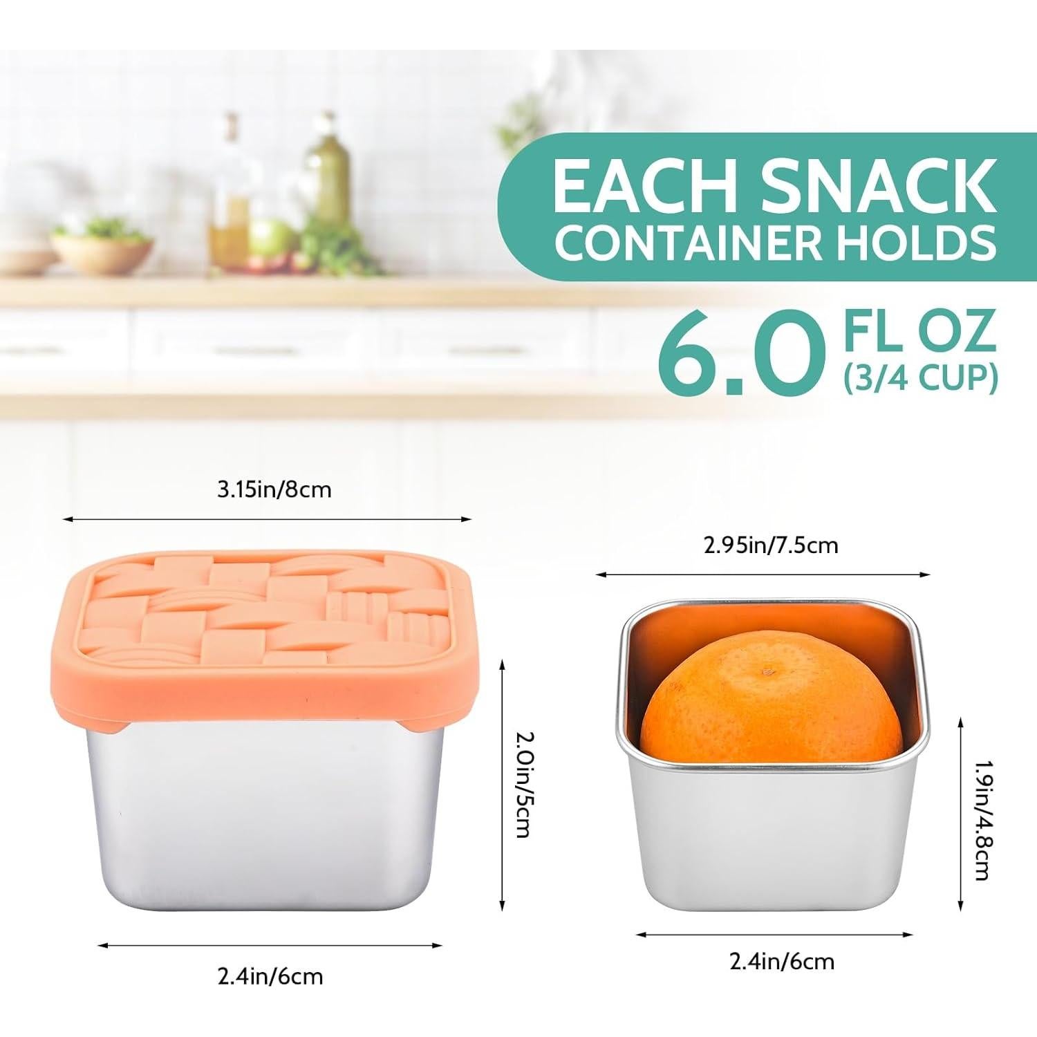 Contenedores de Snack de Acero Inoxidable Ryrokxivi 4 Piezas 180ml