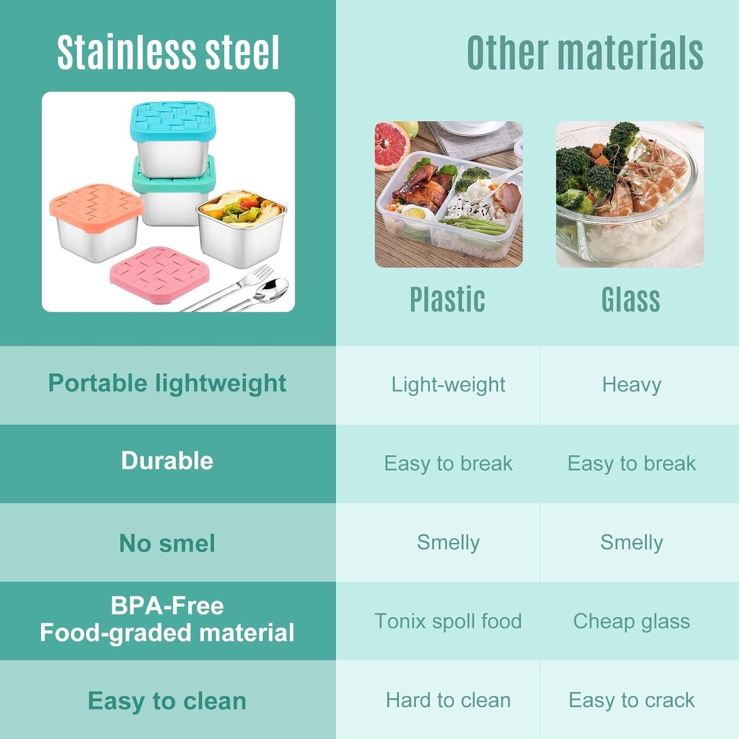 Contenedores de Snack de Acero Inoxidable Ryrokxivi 4 Piezas 180ml