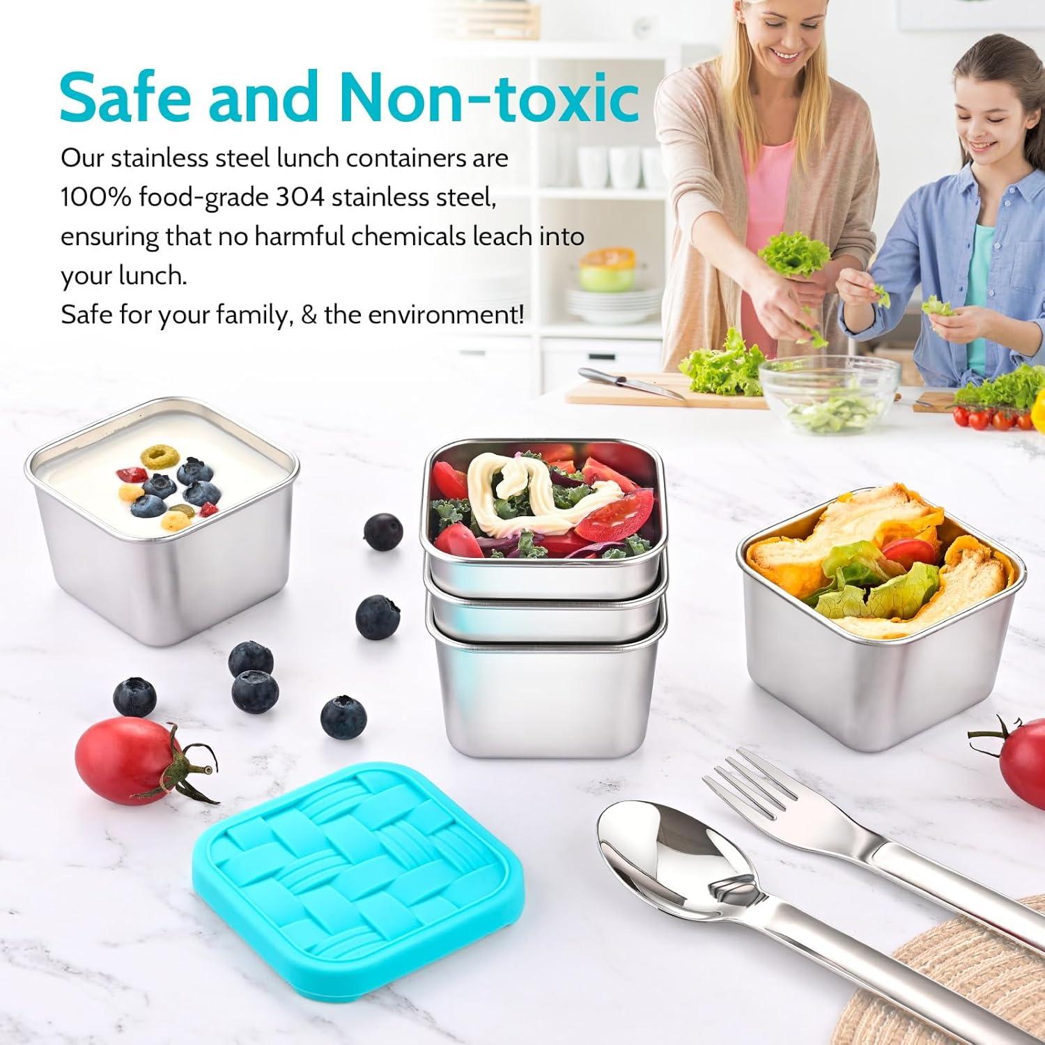 Contenedores de Snack de Acero Inoxidable Ryrokxivi 4 Piezas 180ml