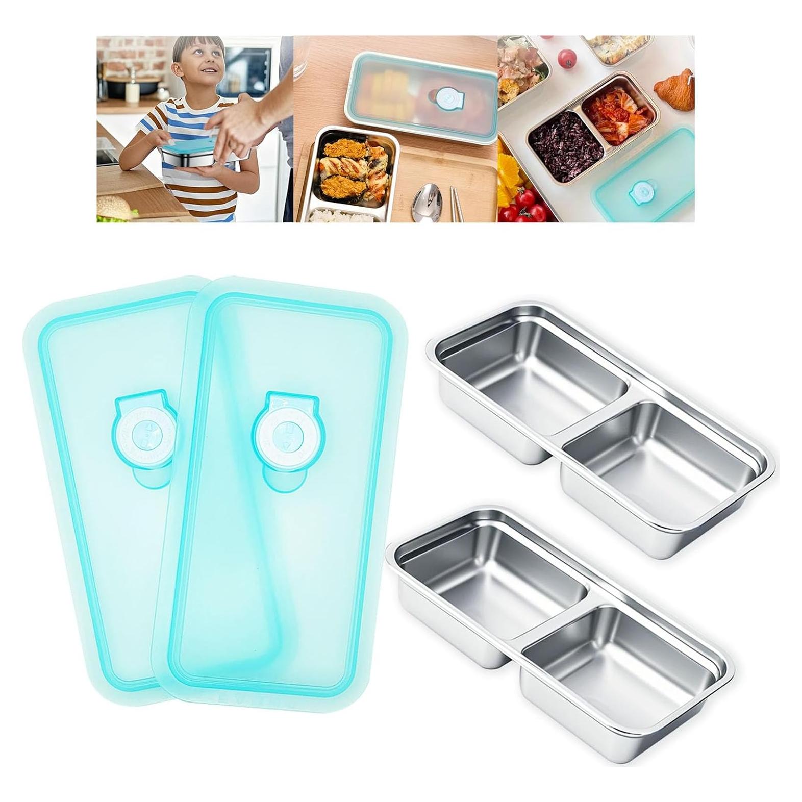 Contenedores de Snack Acero Inoxidable LMJAGJX 2pcs Doble Compartimento