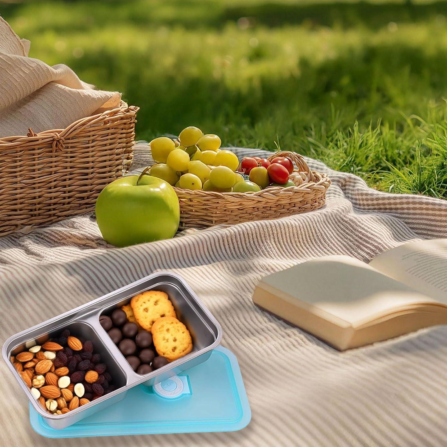 Contenedores de Snack Acero Inoxidable LMJAGJX 2pcs Doble Compartimento