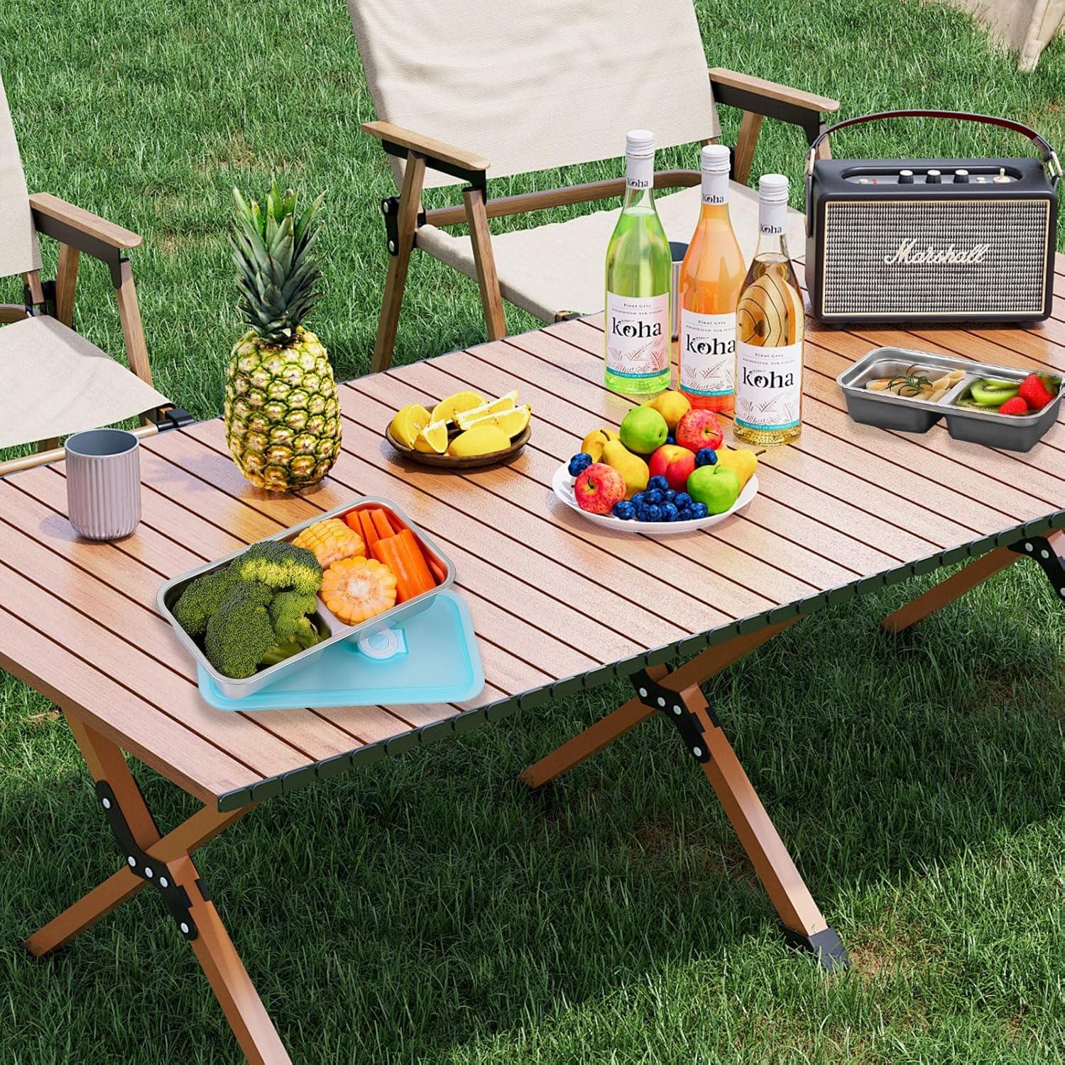 Contenedores de Snack Acero Inoxidable LMJAGJX 2pcs Doble Compartimento