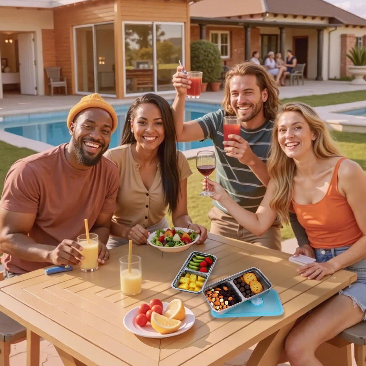 Contenedores de Snack Acero Inoxidable LMJAGJX 2pcs Doble Compartimento